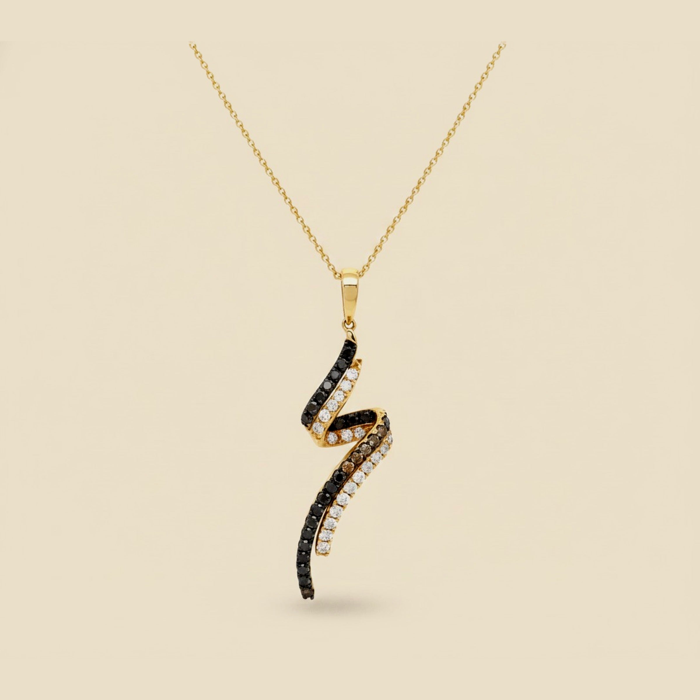 LeVian 14k Yellow Gold Diamond Zig Zag Necklace