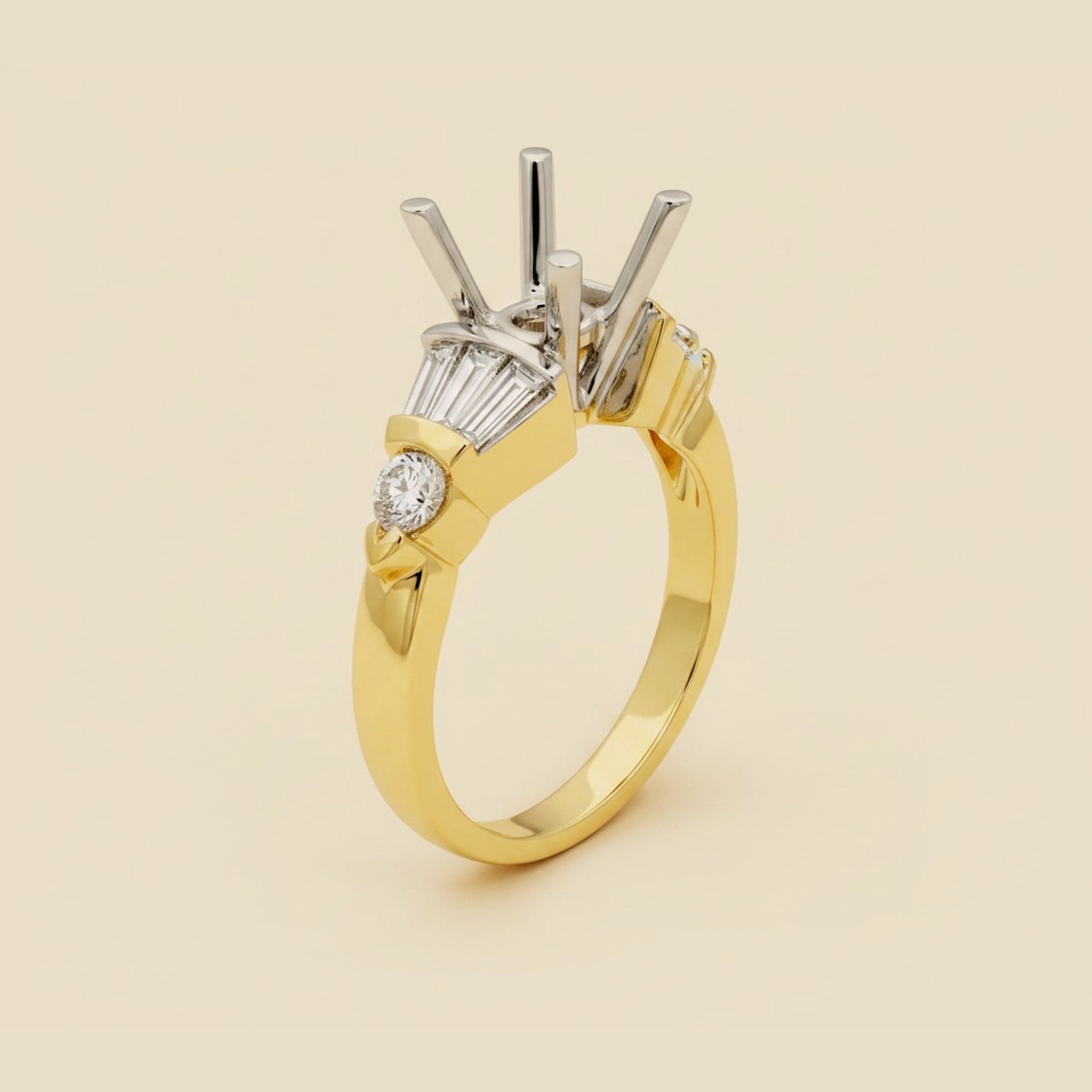 Martin Flyer 4 Prong Platinum & Yellow Gold Diamond Setting