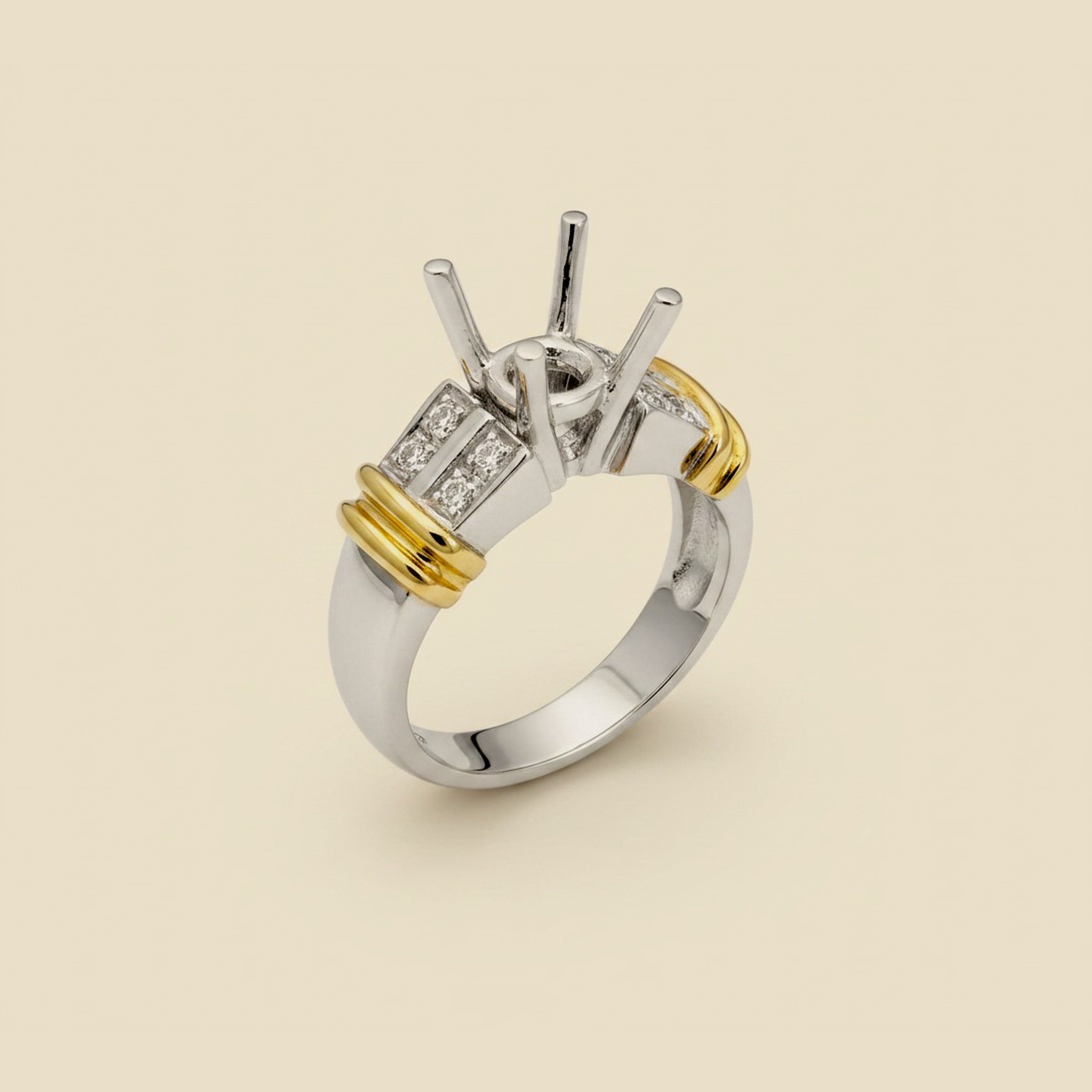 Martin Flyer 4 Prong Platinum & Yellow Gold Diamond Setting
