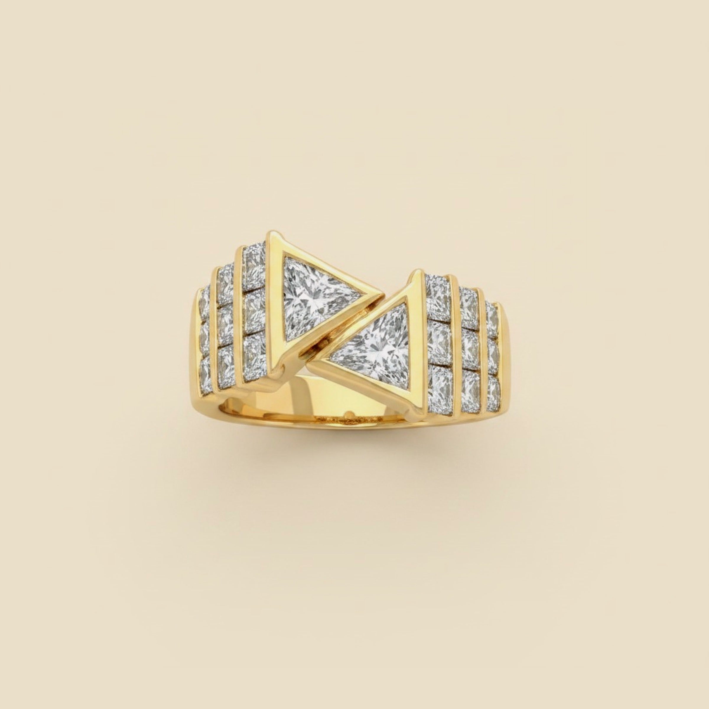 Modern Yellow Gold Diamond Bypass Ring