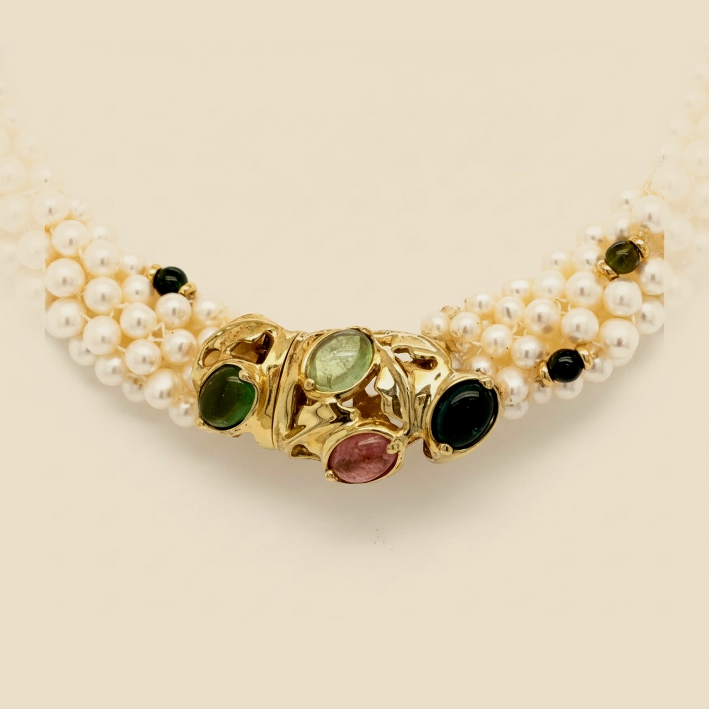 Multi-Color Tourmaline & Fresh Water Pearl Choker Necklace – Empire Diamond