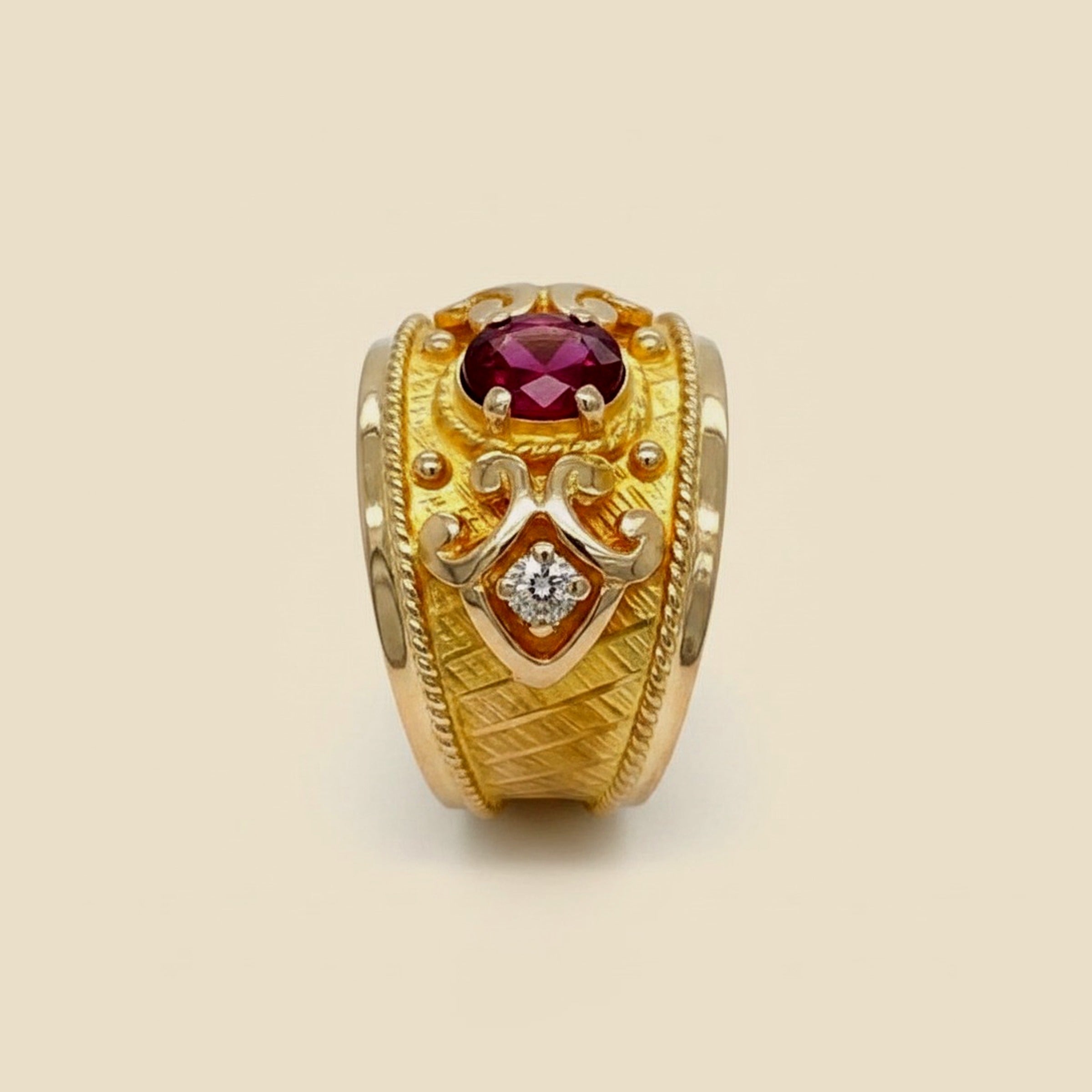 Negin Mirsalehi Yellow Gold Byzantine Style Ring – Empire Diamond – view 2