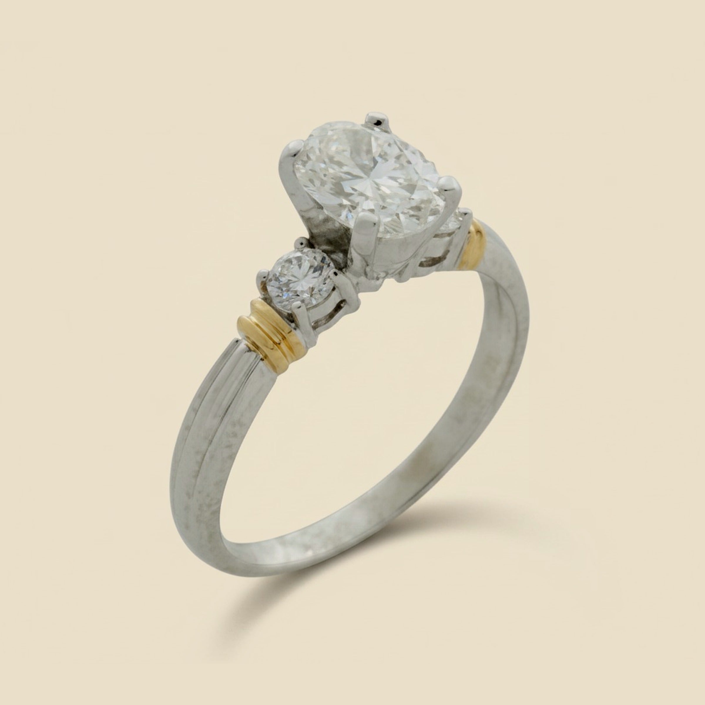 Platinum & 18K Oval Diamond 1.12cts.
