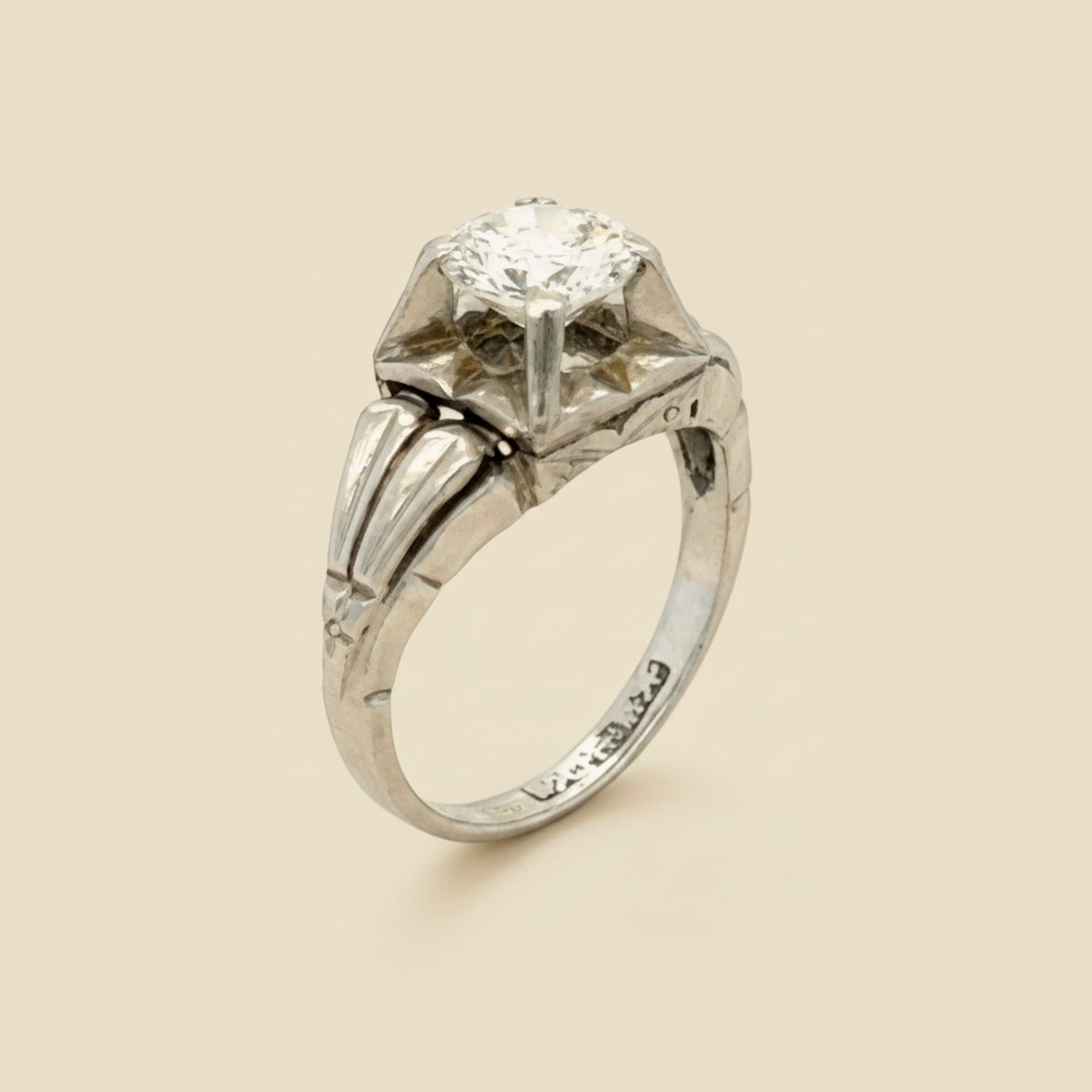 Platinum 1940's Diamond Solitaire Engagement Ring