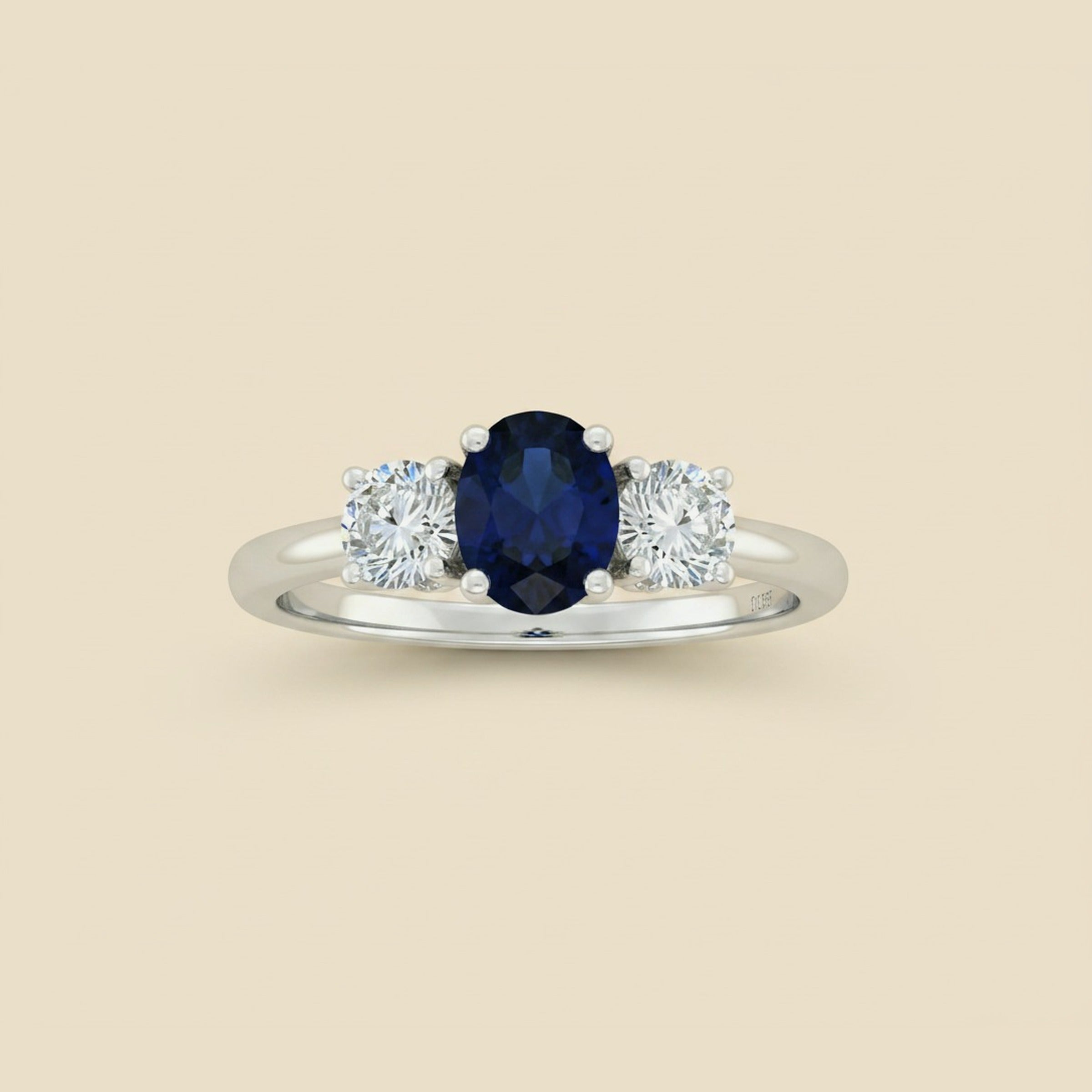 Platinum 4 Prong 3 Stone Engagement Ring
