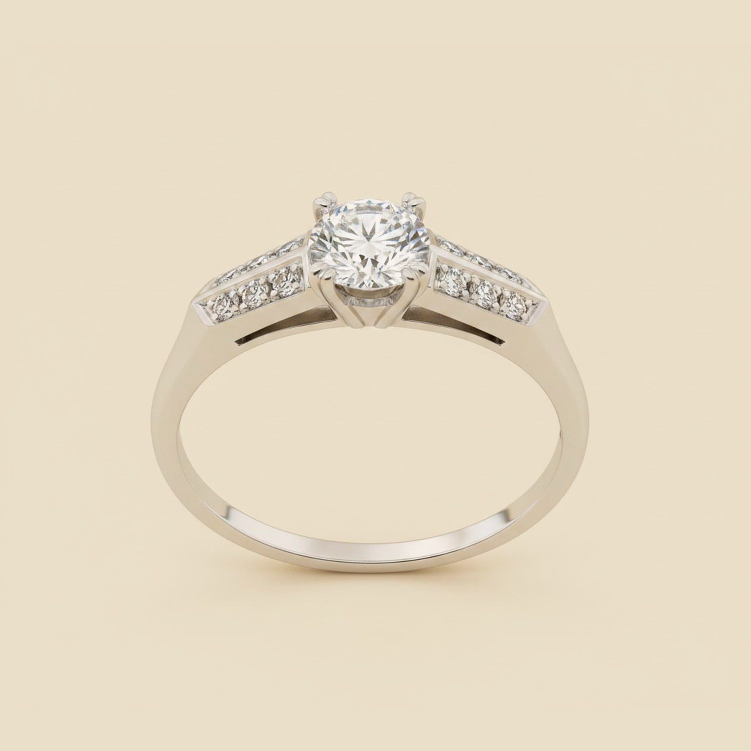 Platinum Double 4 Prong Diamond Engagement Ring