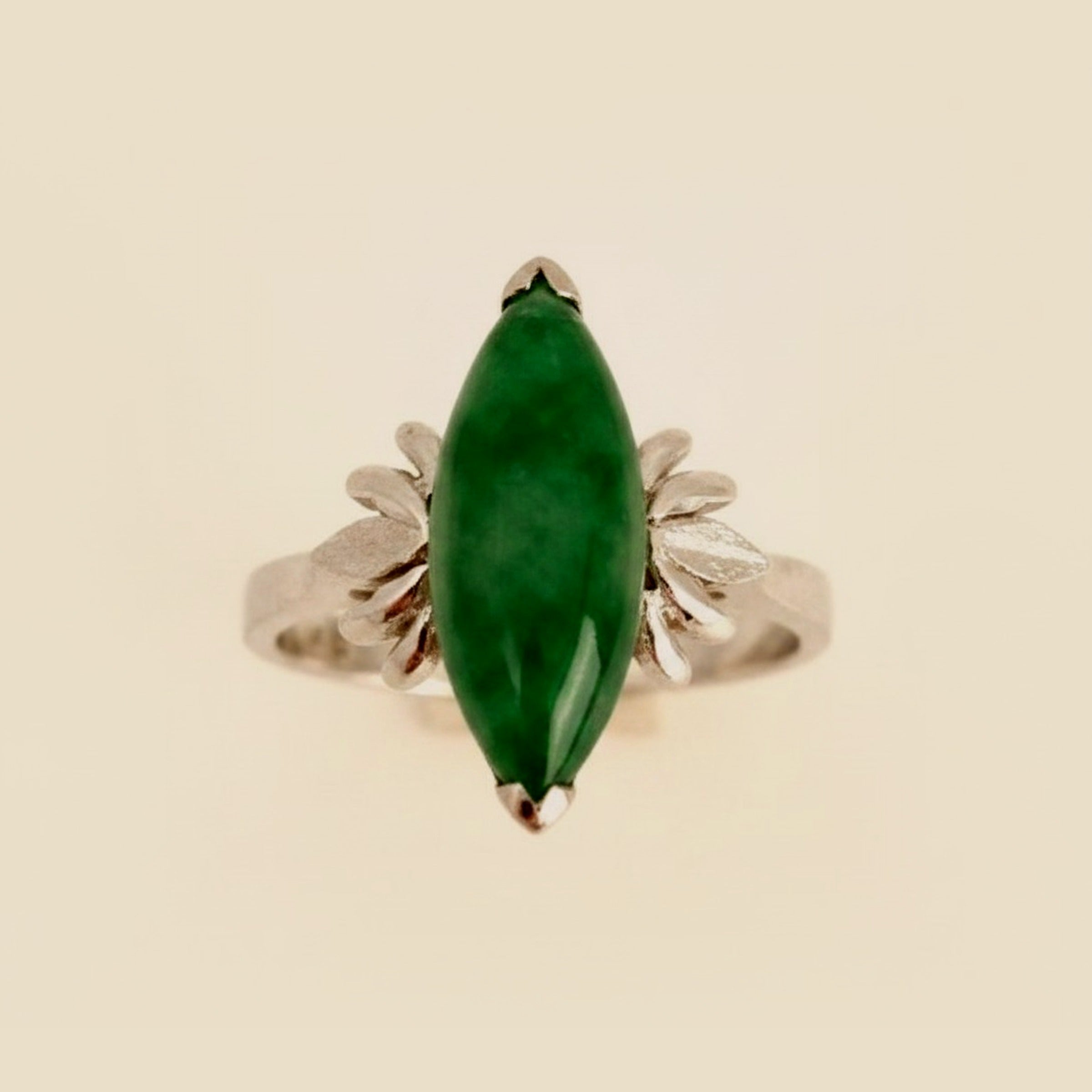 Platinum Jade Cocktail Ring – Empire Diamond – view 2