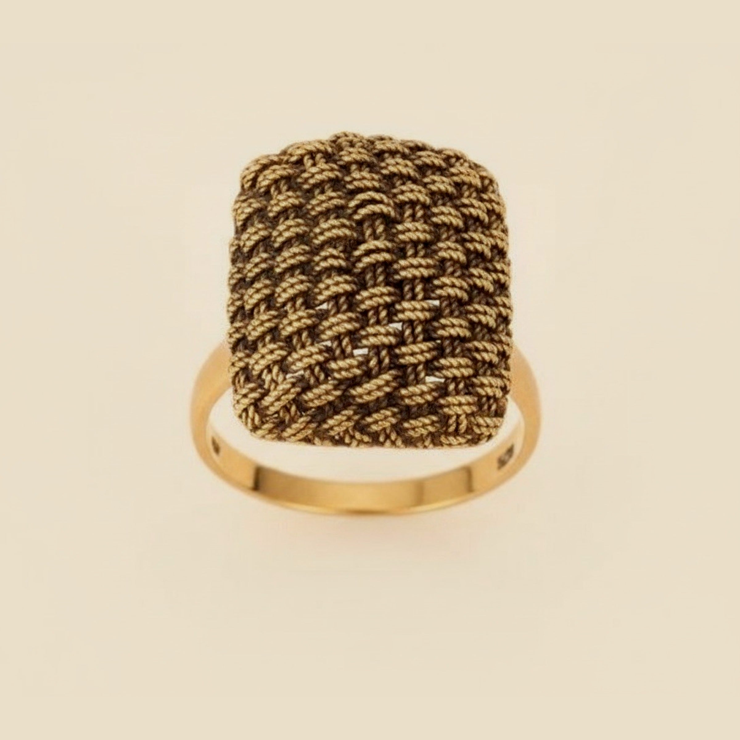 Rectangular Double Rope Braid Pillow Ring – Empire Diamond – view 2