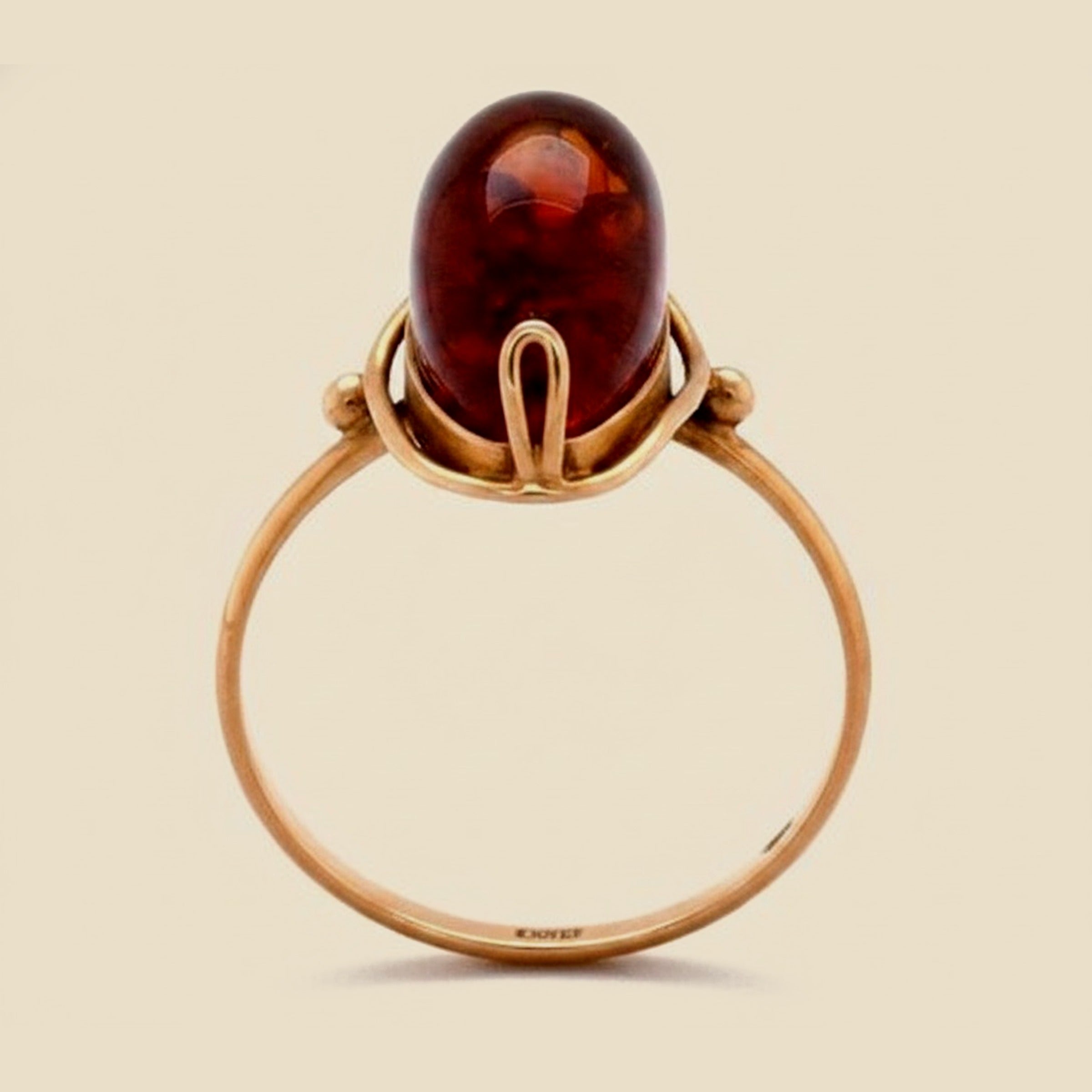 Rose Gold Russian Amber Ring
