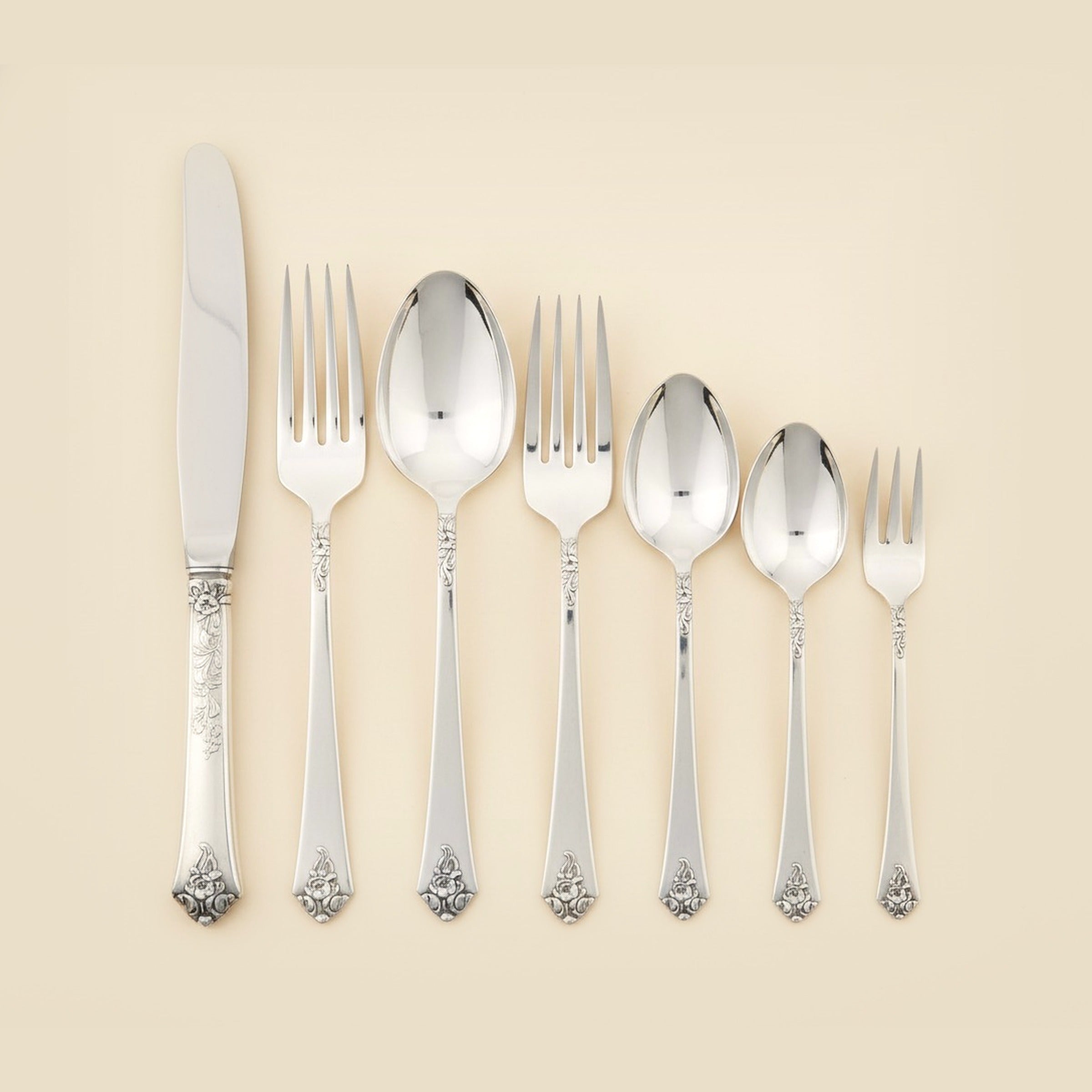 Royal Crest "Castle Rose" 5 Piece Sterling Service for 10