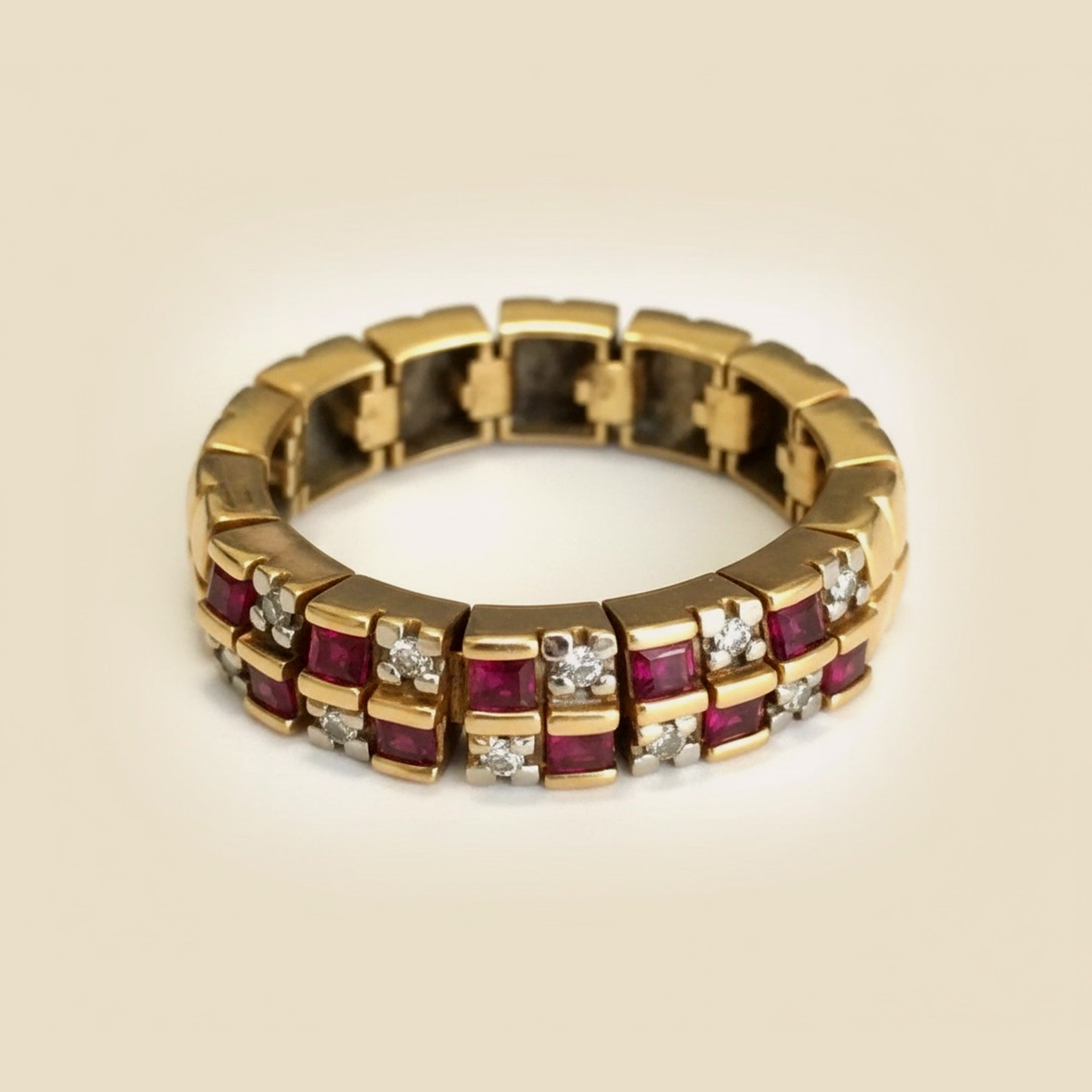 Ruby & Diamond Square Link Flex Ring – Empire Diamond
