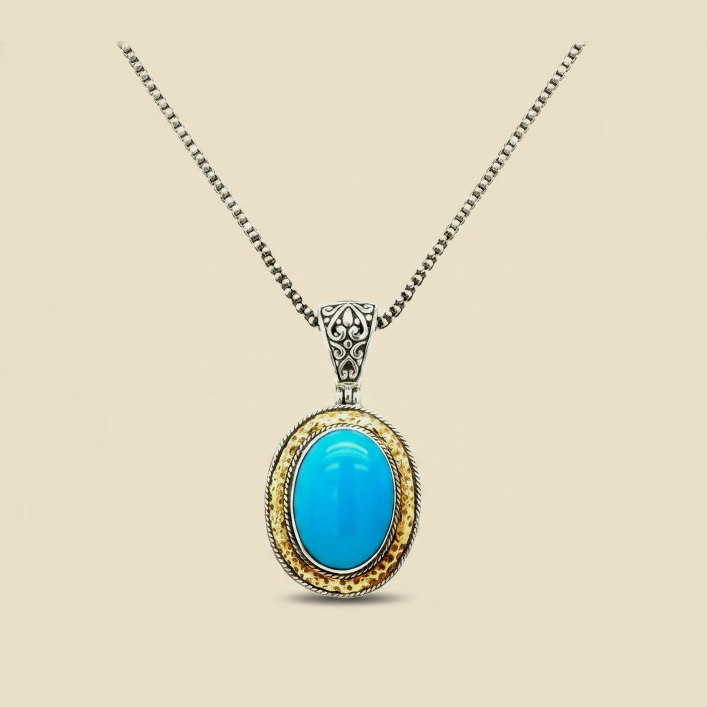 Samuel B. Sterling & 18k Yellow Gold Turquoise Pendant Necklace