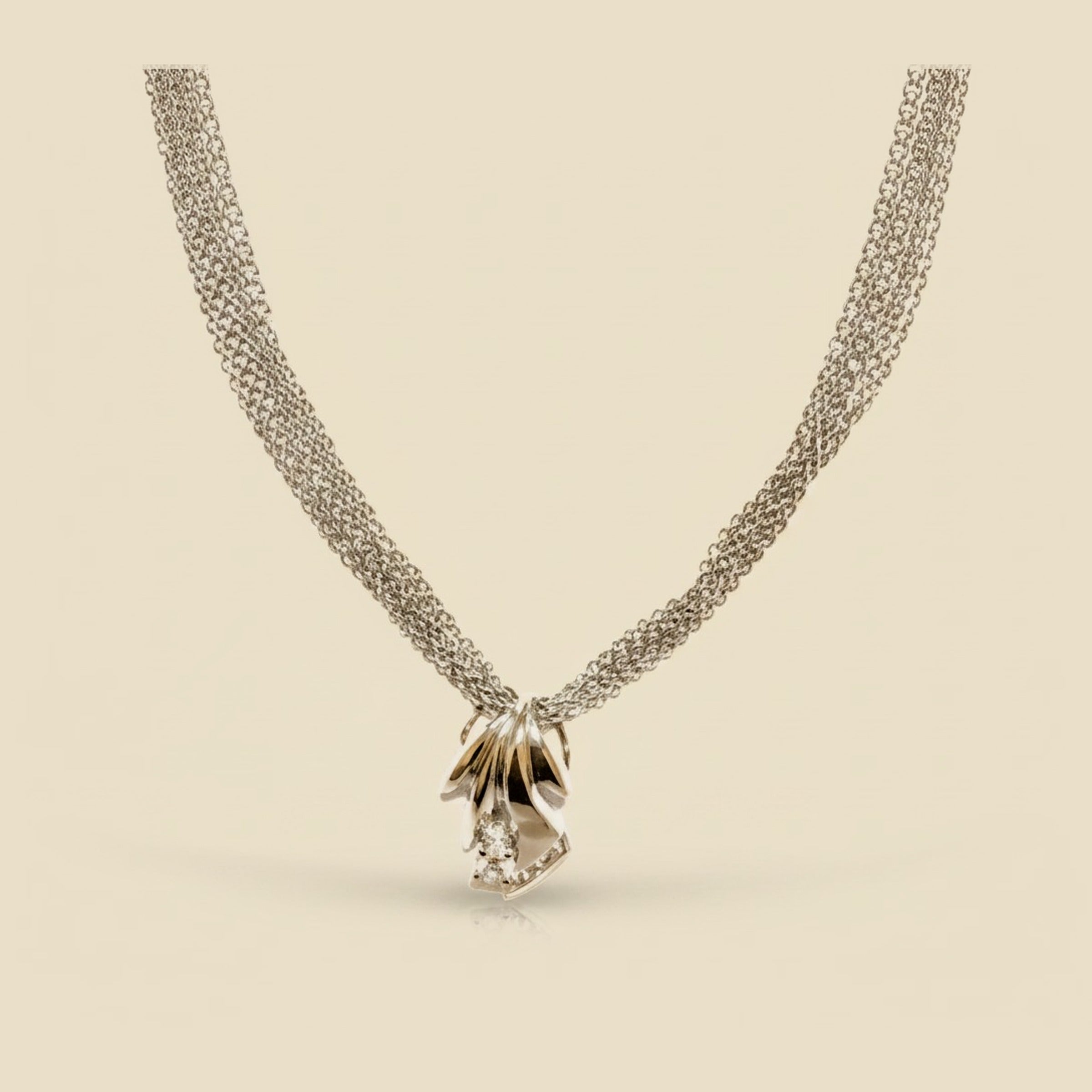 Signed Italy, White Gold Diamond Slide Pendant – Empire Diamond