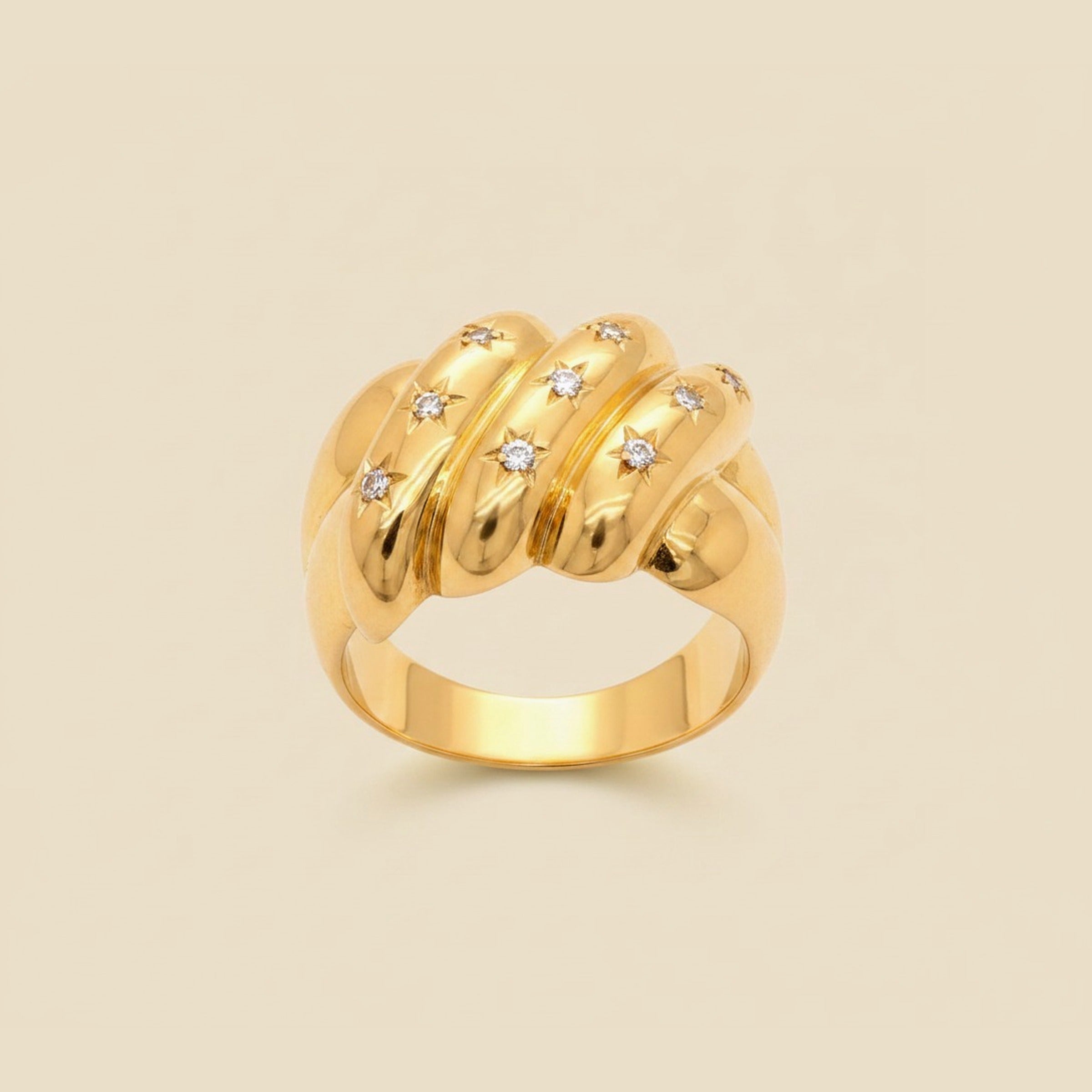 Slanted 3-Row Rose Cut Diamond Ring – Empire Diamond – view 2