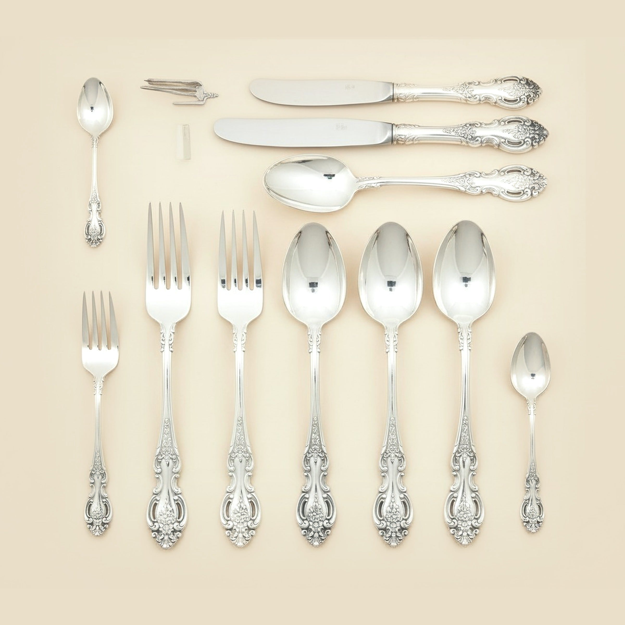 Sterling Silver Flatware Set by Wallace Grand Victorian