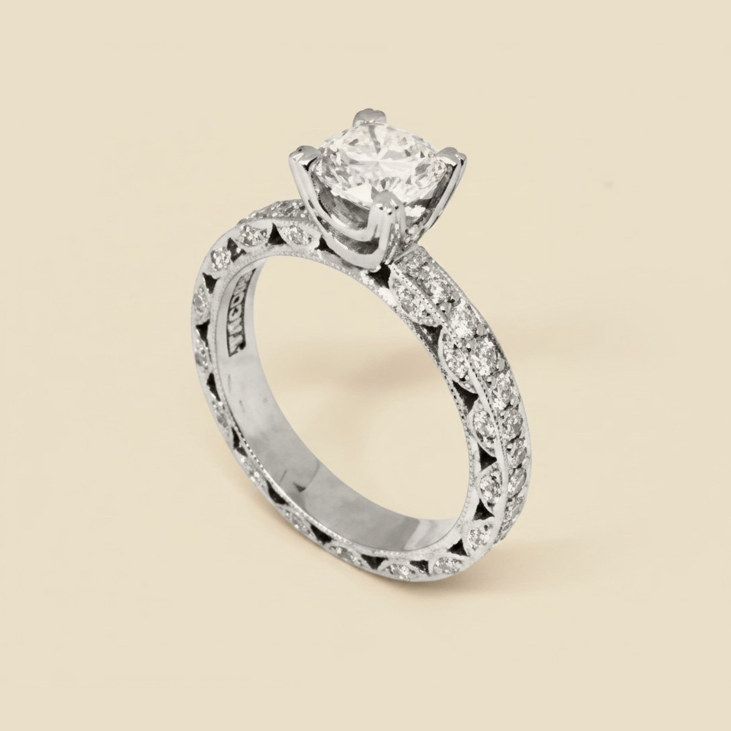 Tacori Platinum Engagement Ring "Crescent" 1.09cts.