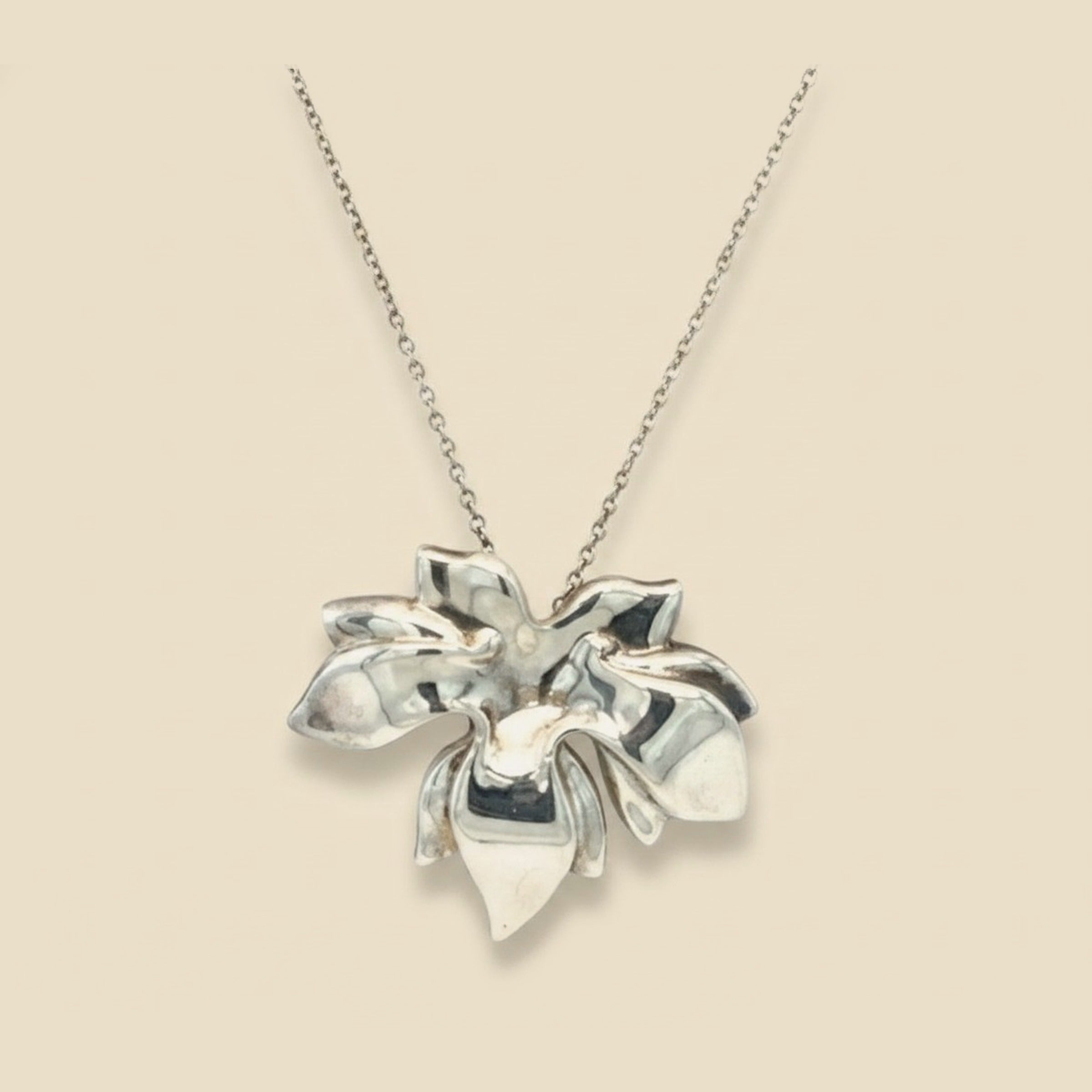 Tiffany & Co. Sterling Silver Maple Leaf Pendant 1985