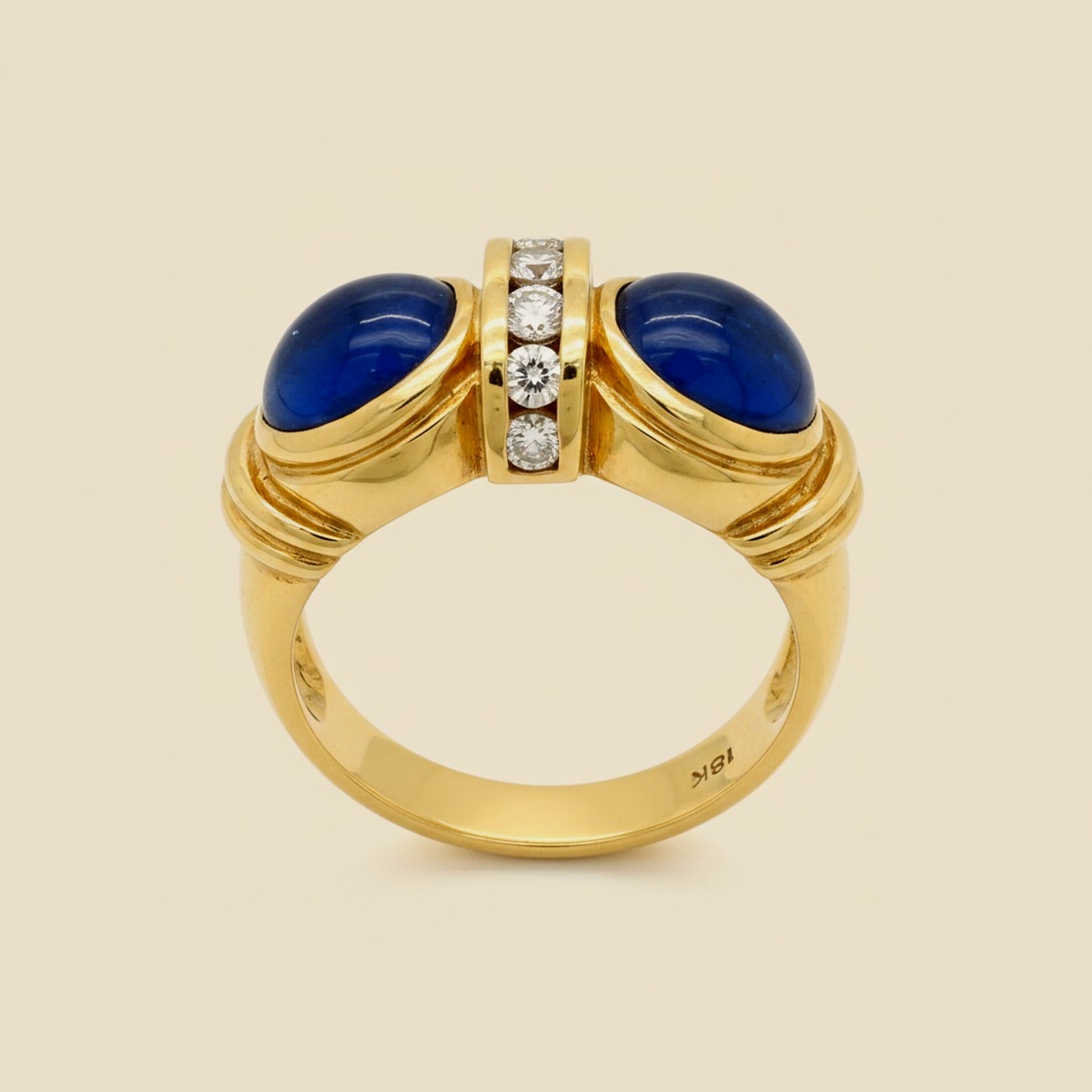 Twin Cabochon Sapphire & Diamond Cocktail Ring – Empire Diamond – view 2