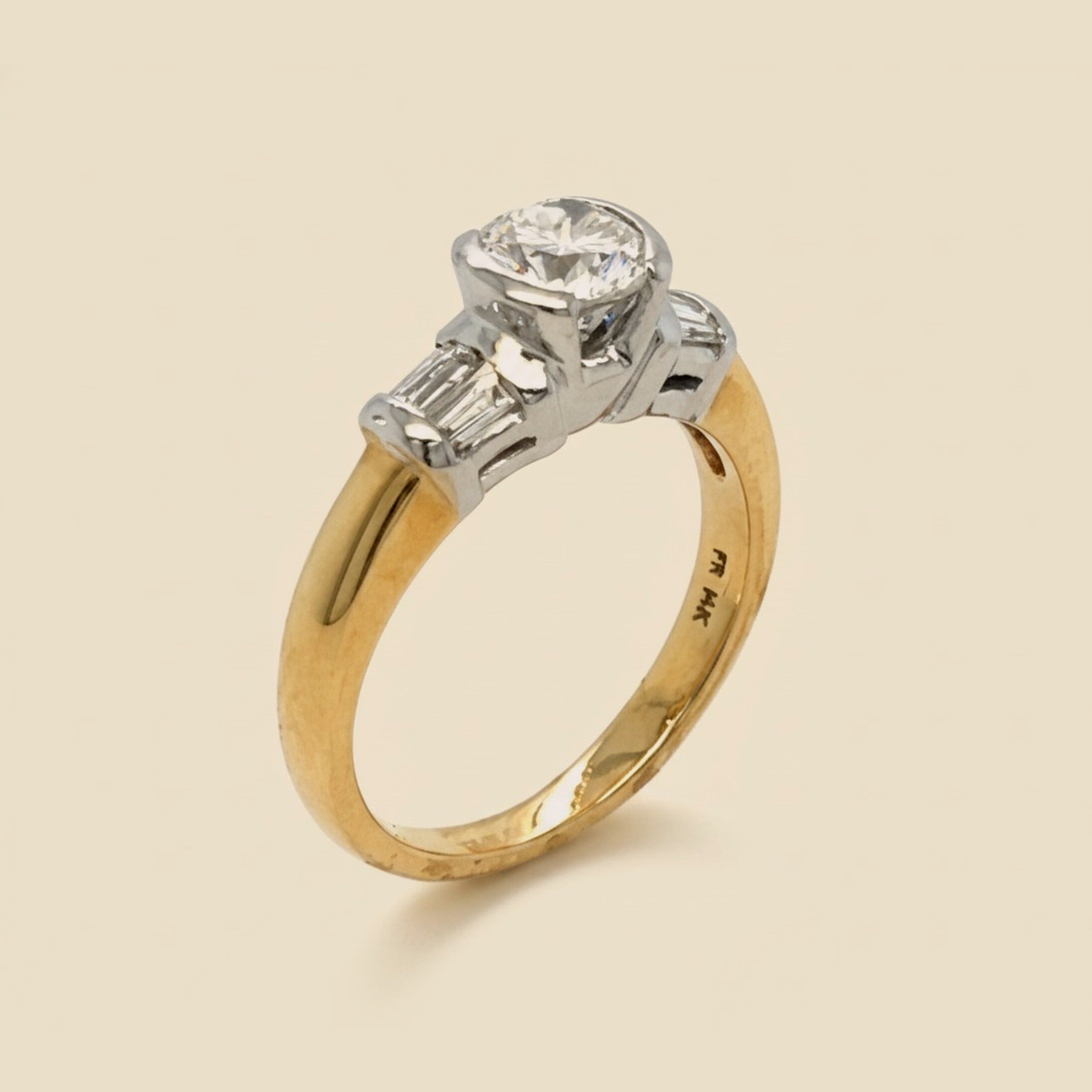 Two Tone 4 Prong Diamond Engagement Ring