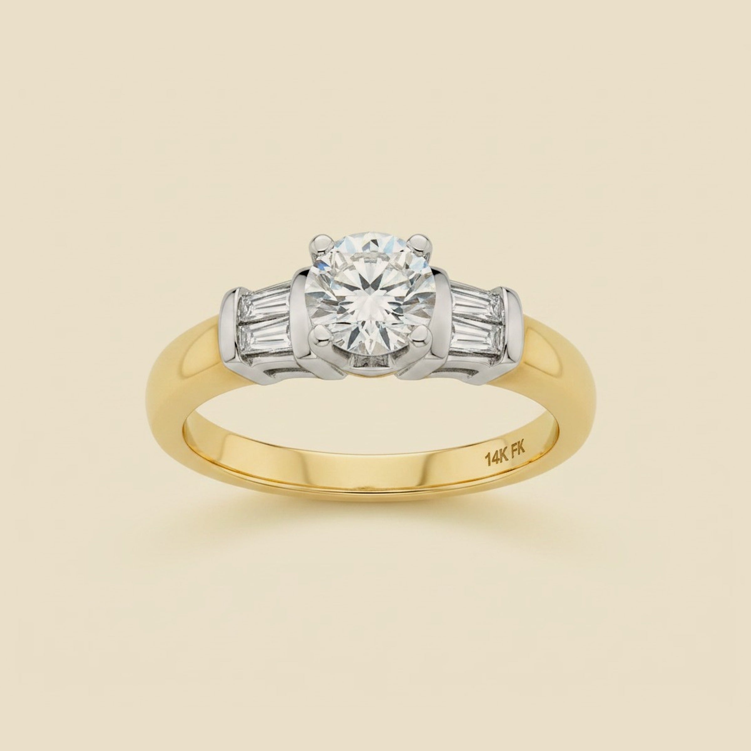 Two Tone 4 Prong Diamond Engagement Ring