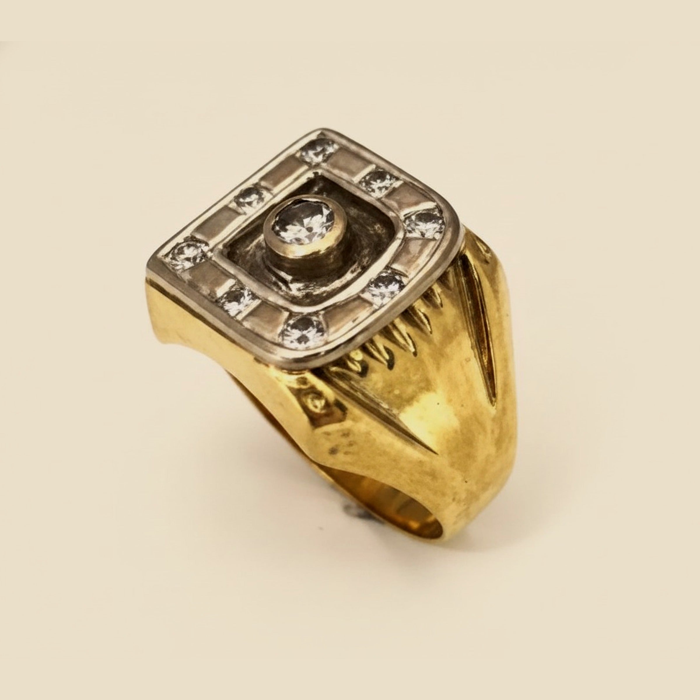 Two Tone Diamond "D" Ring – Empire Diamond