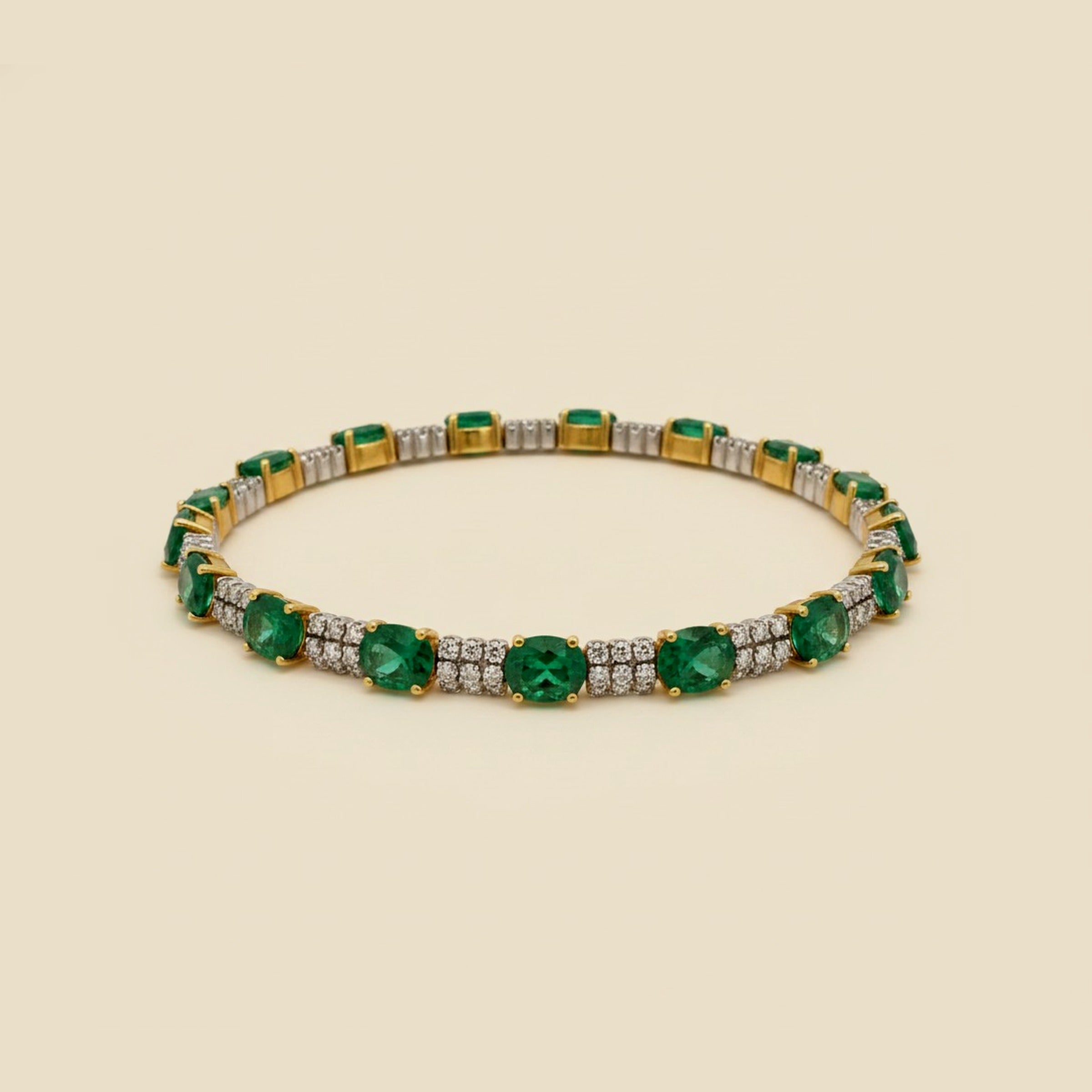 Two Tone Emerald & Diamond Line Bracelet – Empire Diamond