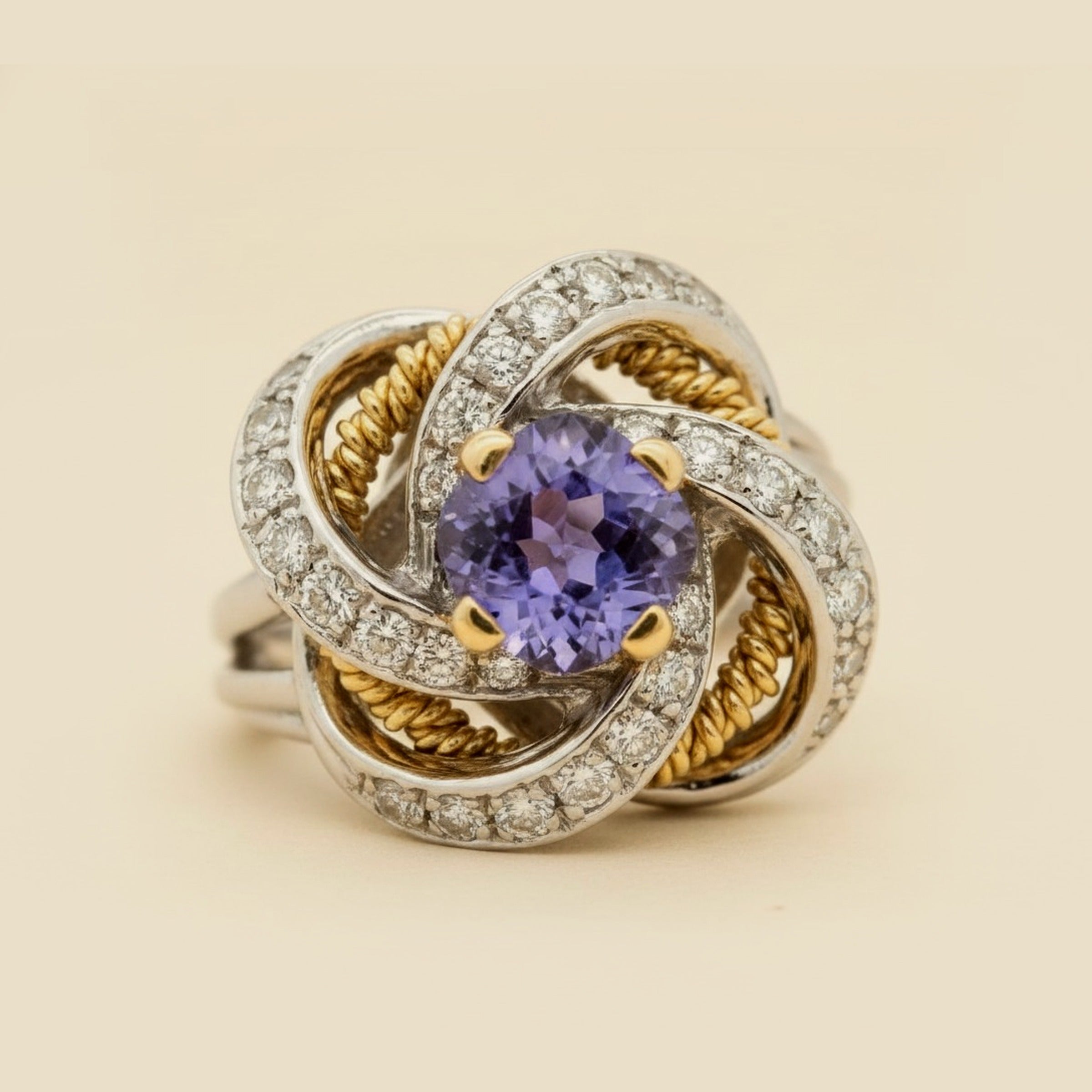 Two Tone Tanzanite and Diamond Bow Ring – Empire Diamond