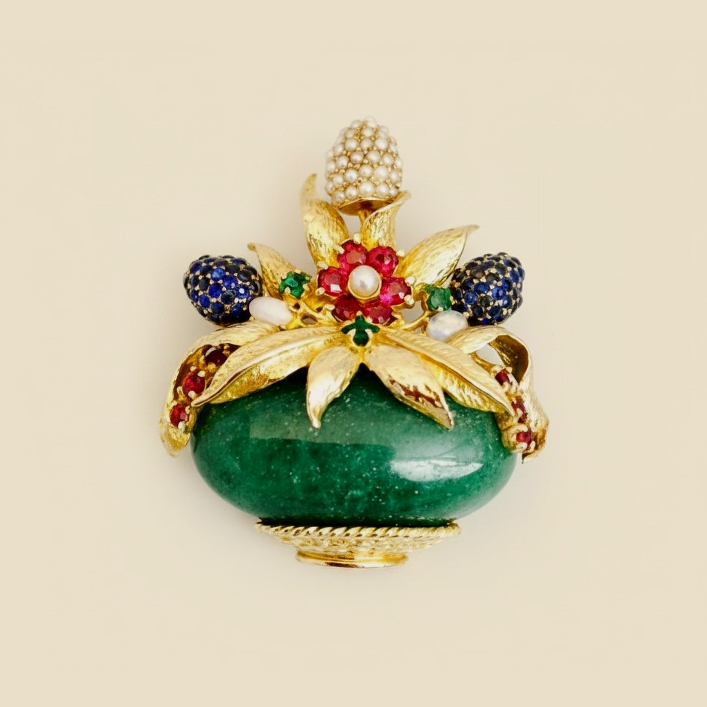 Vintage 14K Yellow Gold Multicolored Floral Basket Bouquet Pin – Empire Diamond