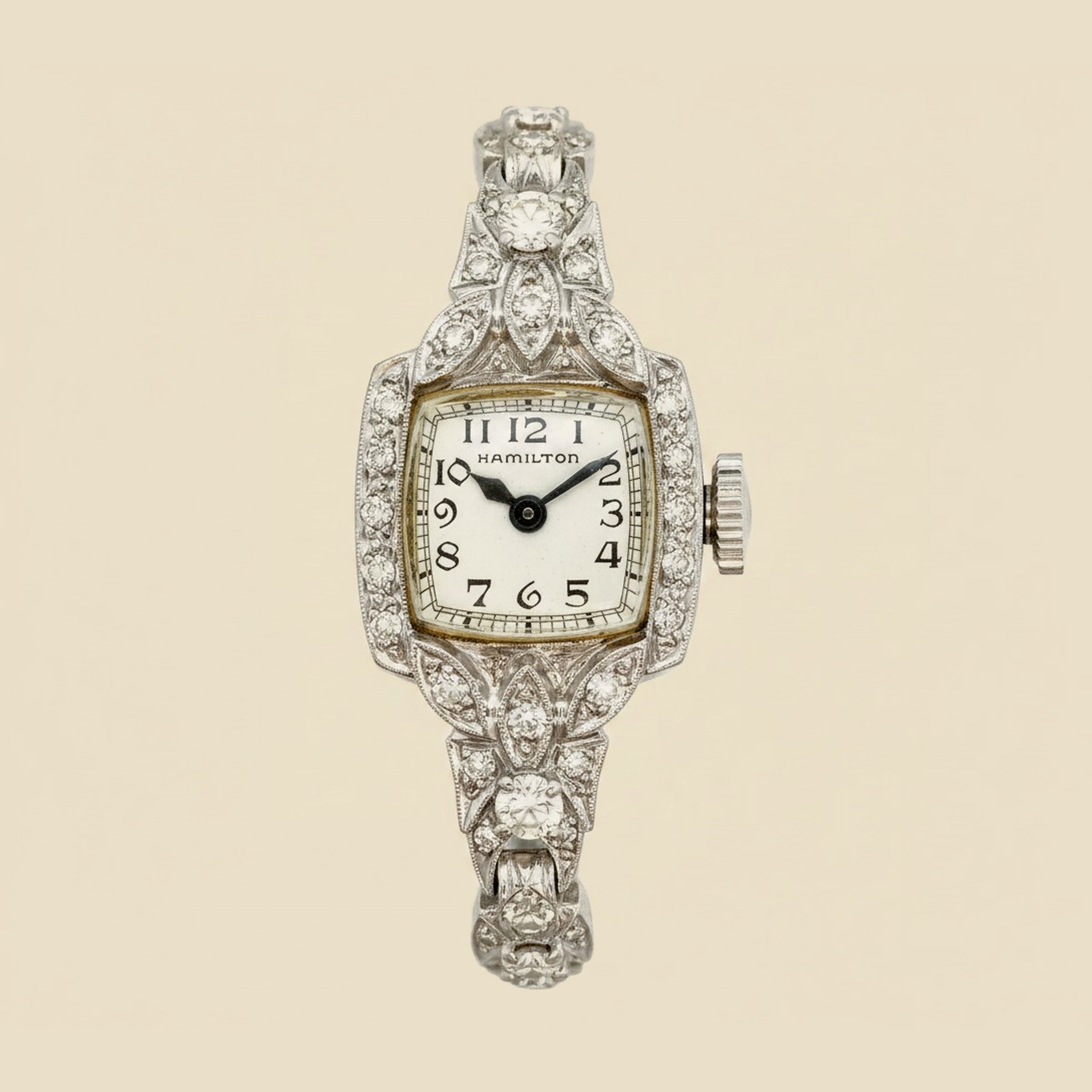 Vintage Hamilton 14k and Platinum Diamond Wrist Watch