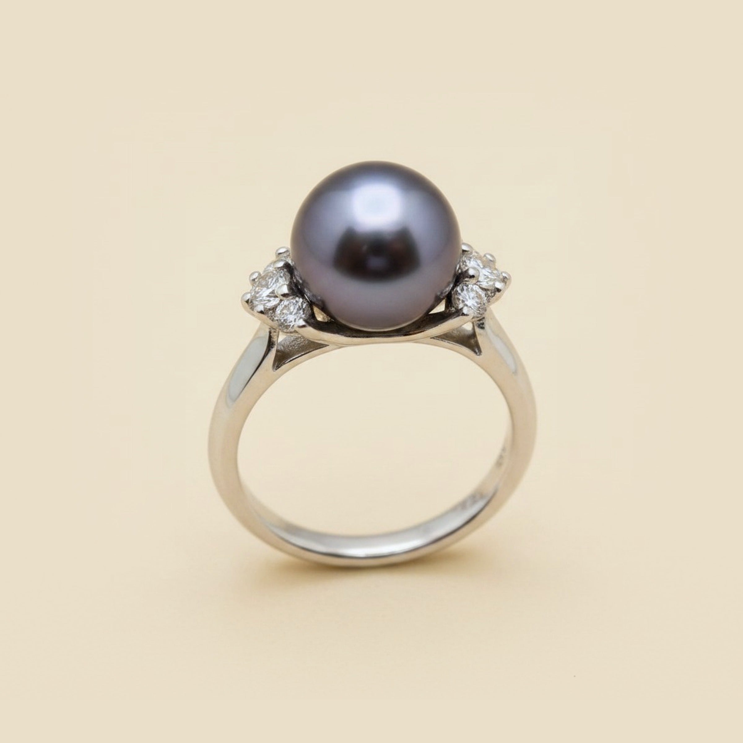 Vintage Mikimoto Black Tahitian Pearl & Diamond Cocktail Ring – Empire Diamond