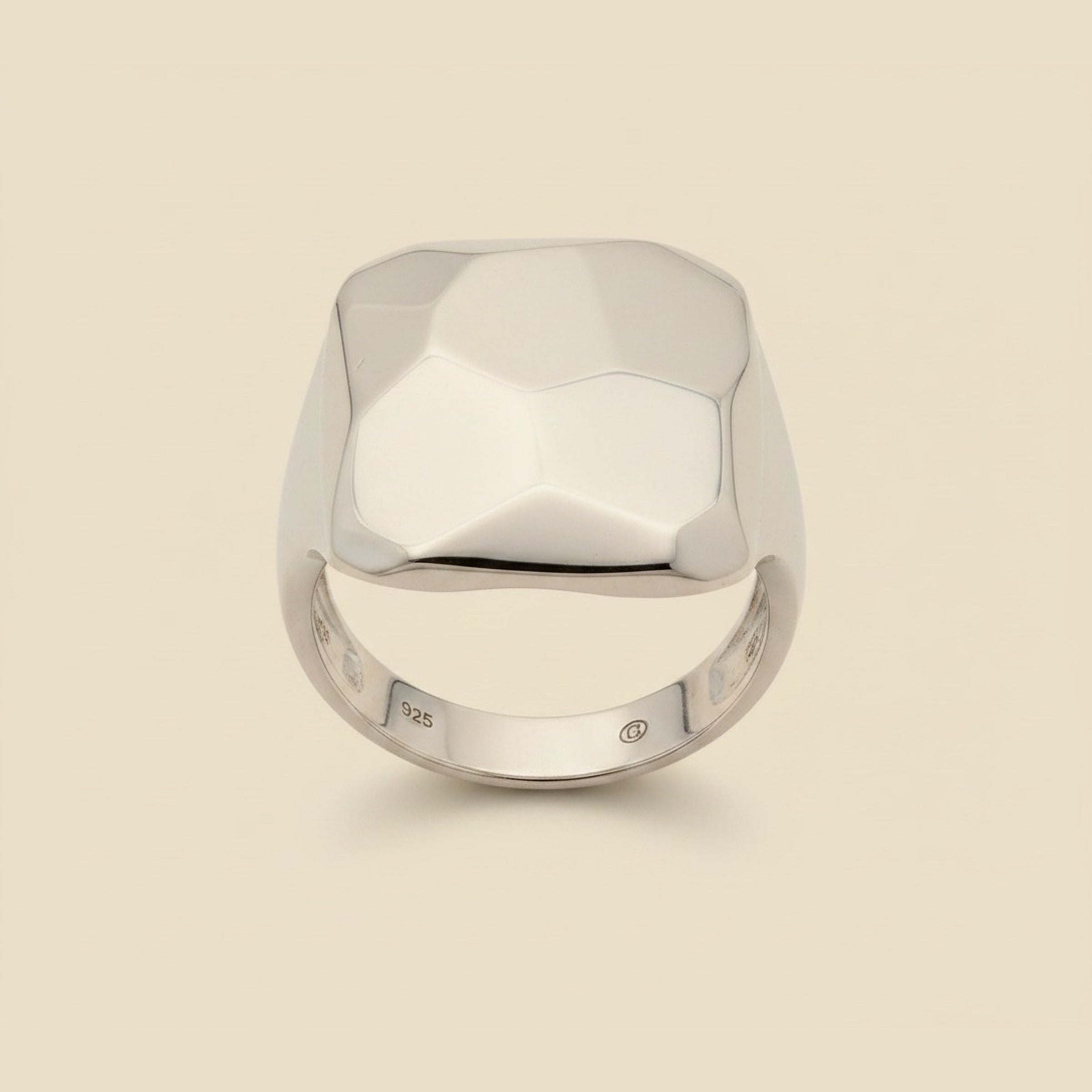 White Gold 14k Glossy Statement Ring