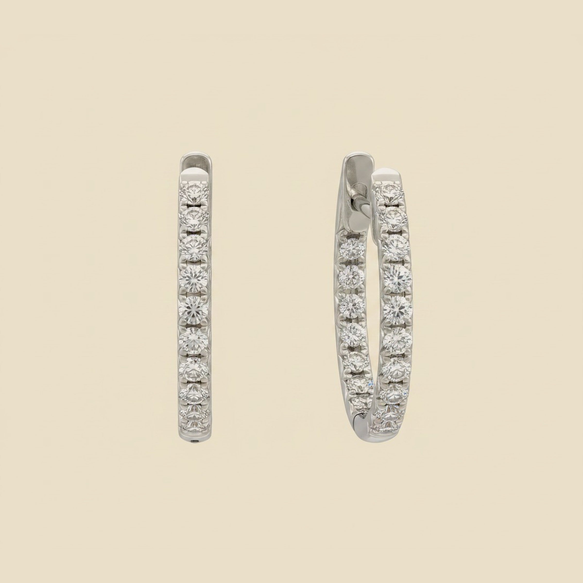 White Gold 18k Diamond Huggy Earrings