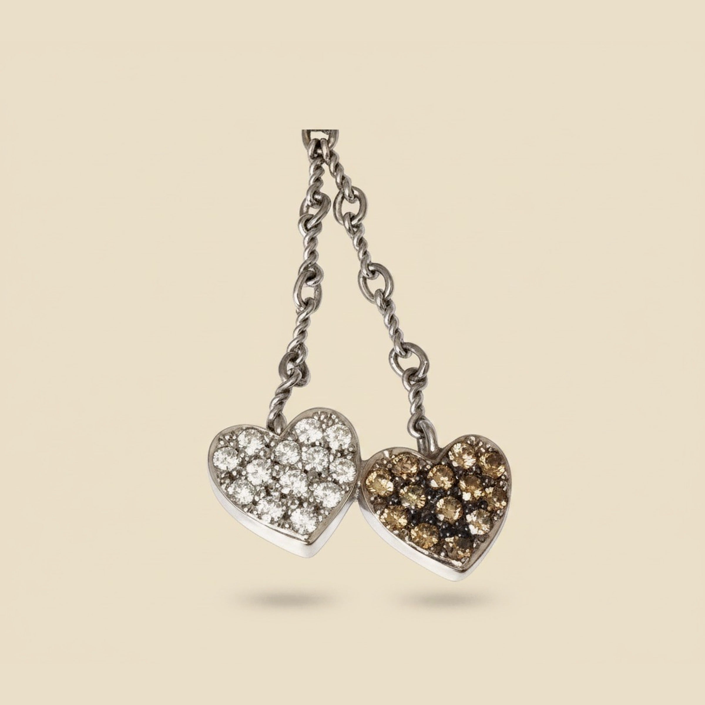 White Gold 2 Hearts Diamond Pendant – Empire Diamond