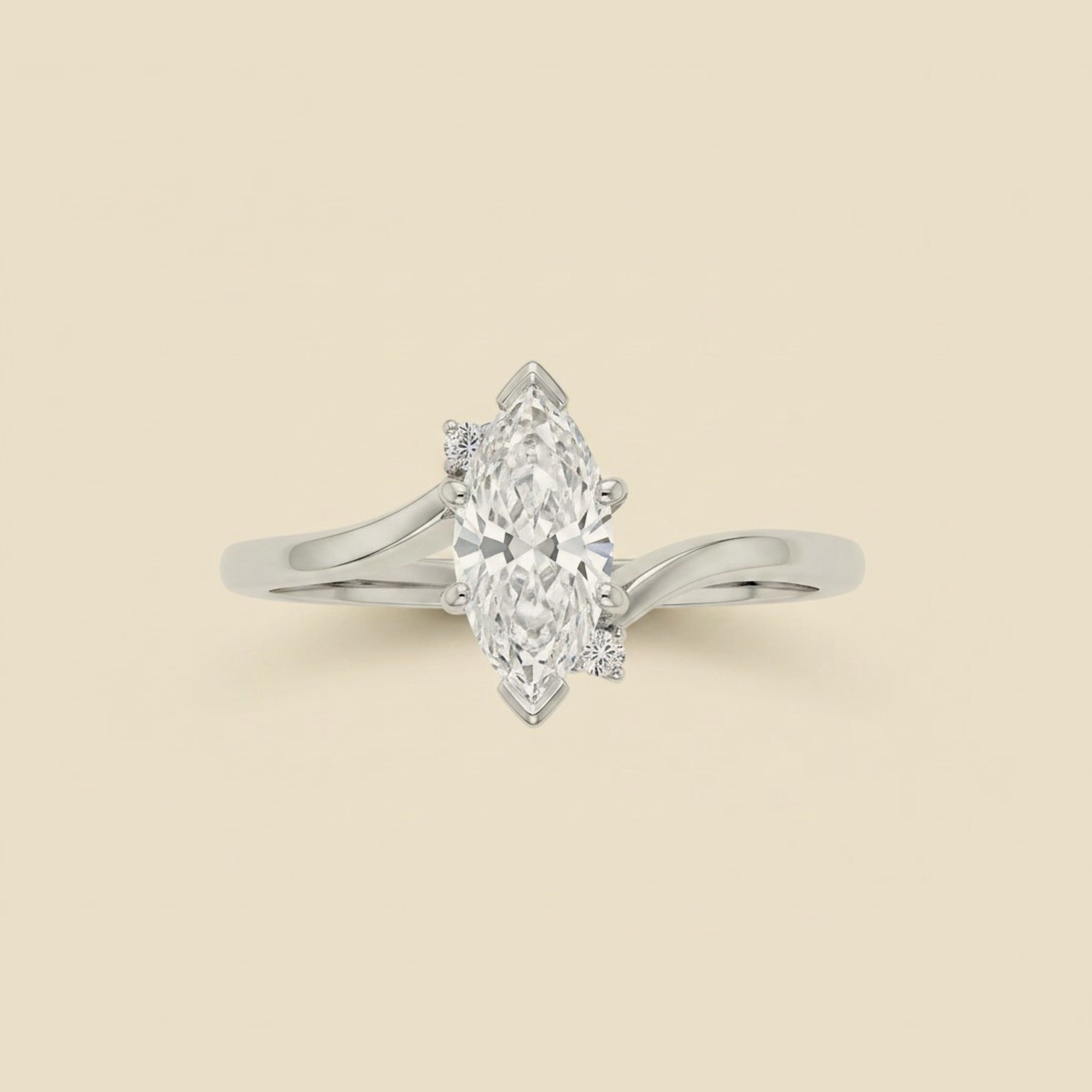 White Gold Asymmetrical Marquise Shaped Diamond Engagement Ring – Empire Diamond – view 2