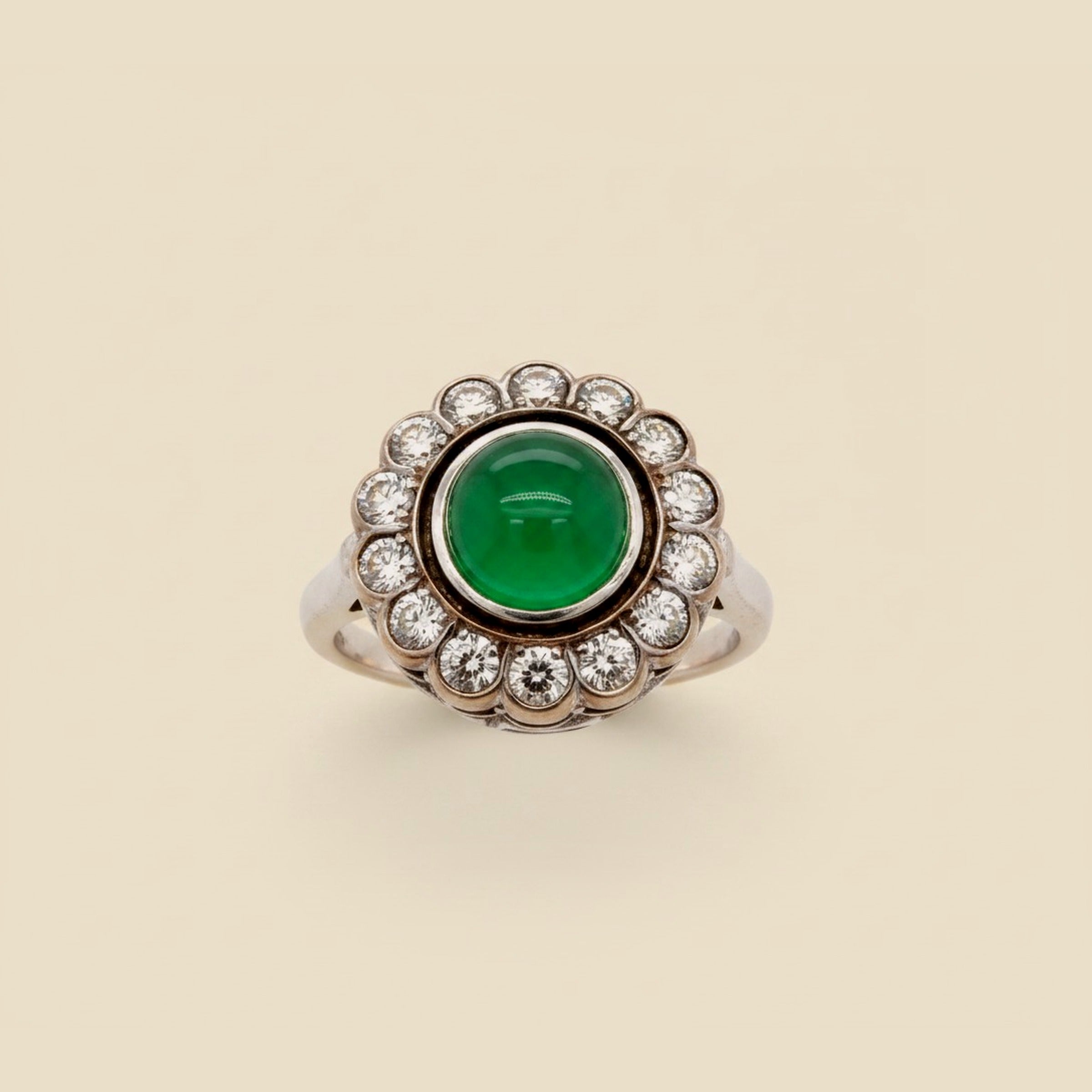 White Gold Chrysoprase & Diamond Cocktail Ring – Empire Diamond – view 2