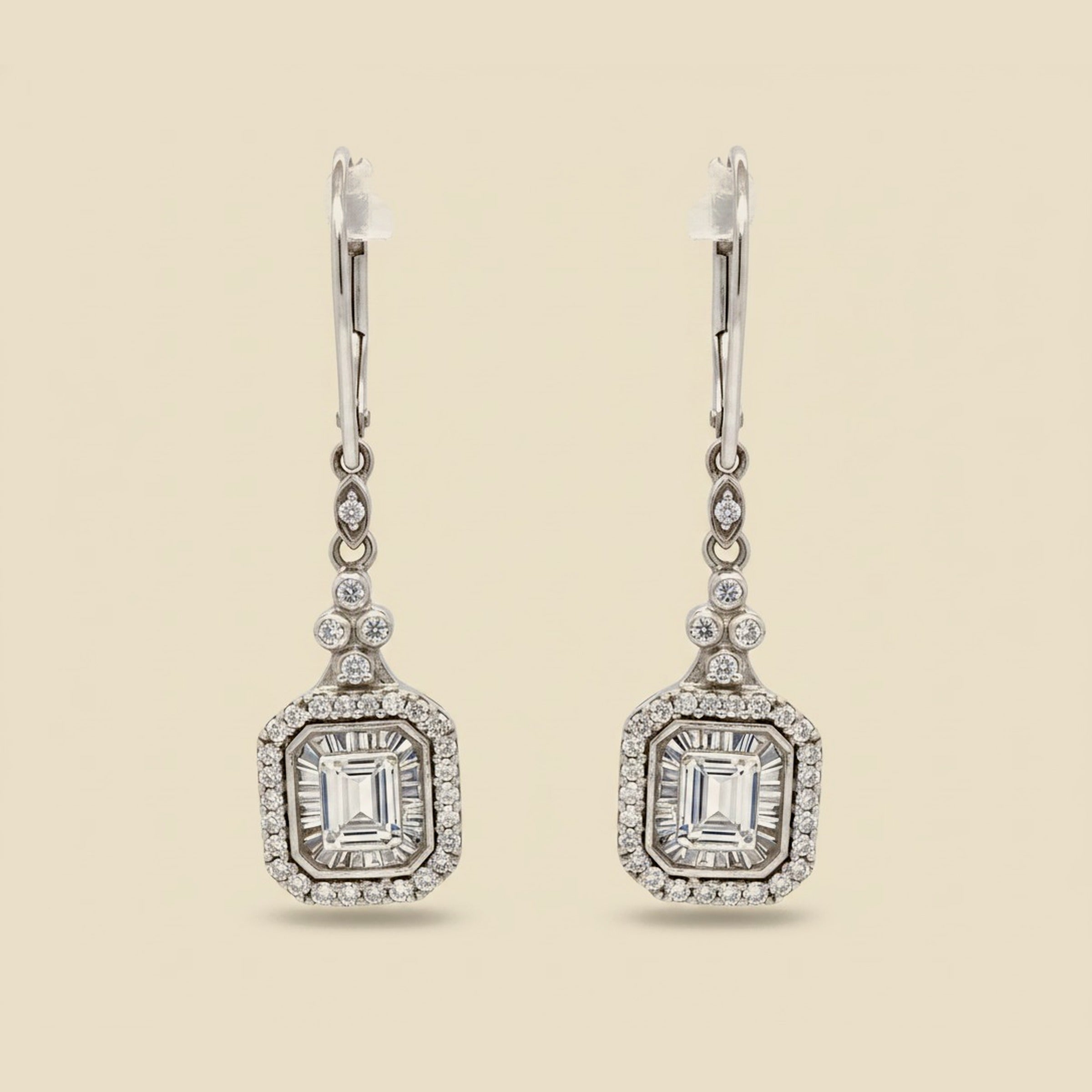 White Gold Dangling Diamond Earrings