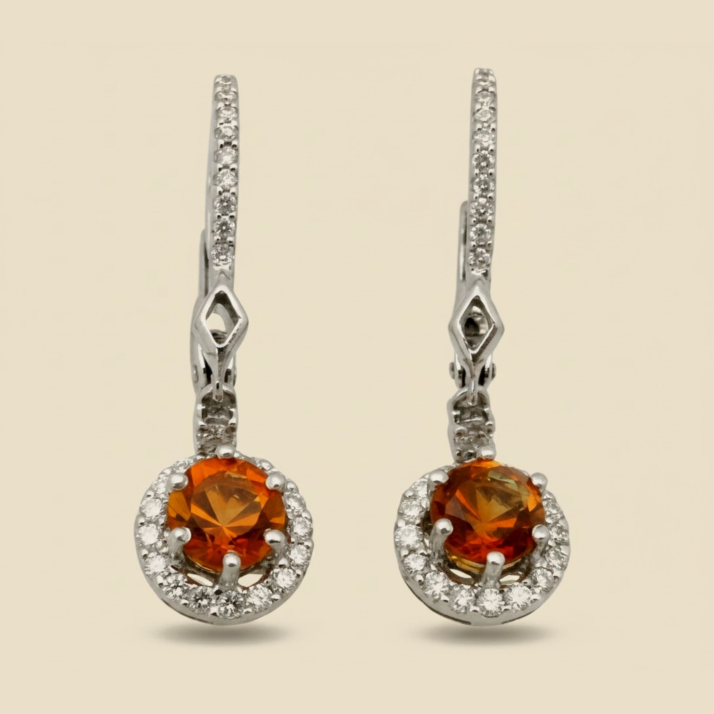 White Gold Diamond and Citrine Drop Earrings – Empire Diamond