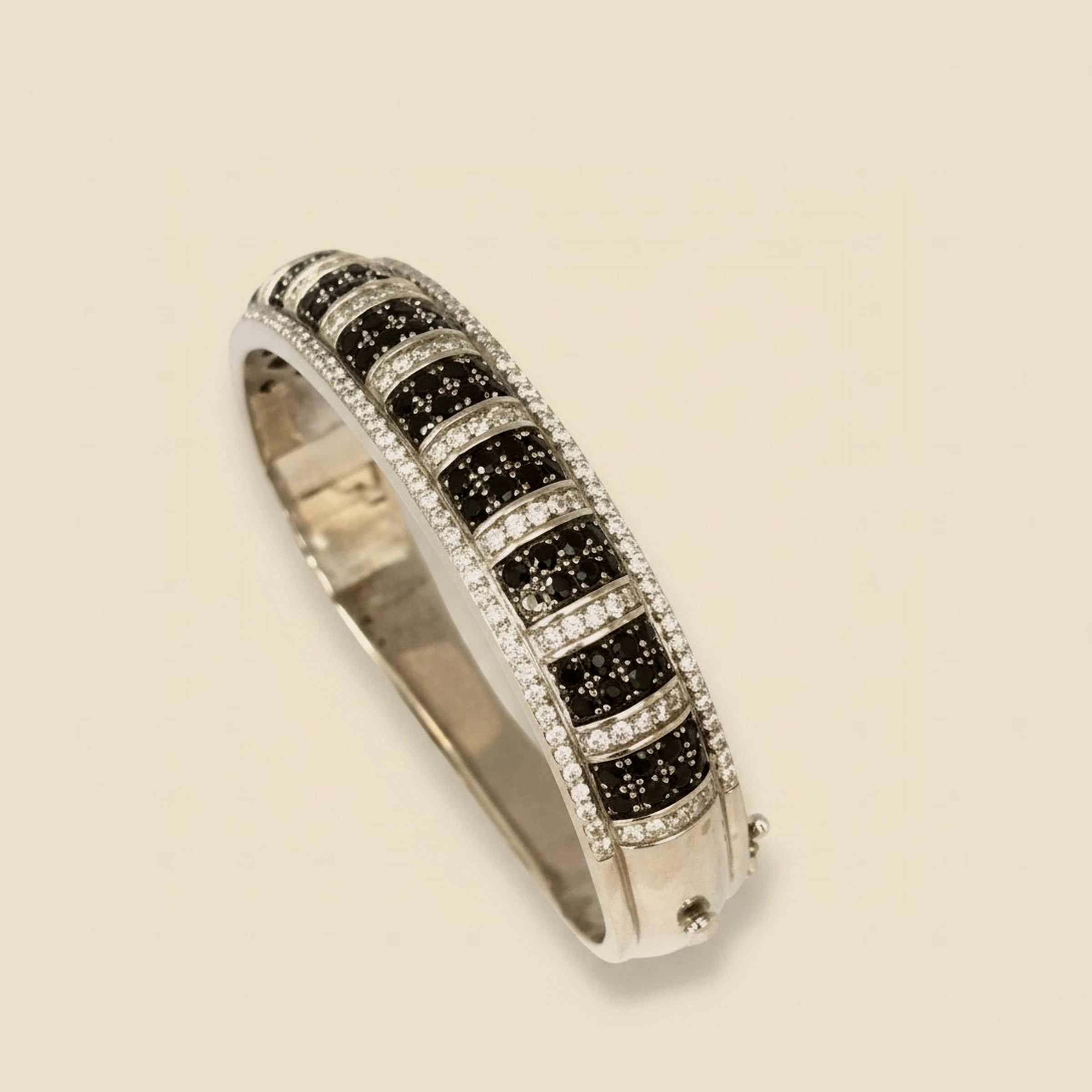 White Gold Diamond & Black Sapphire Bangle Bracelet – Empire Diamond