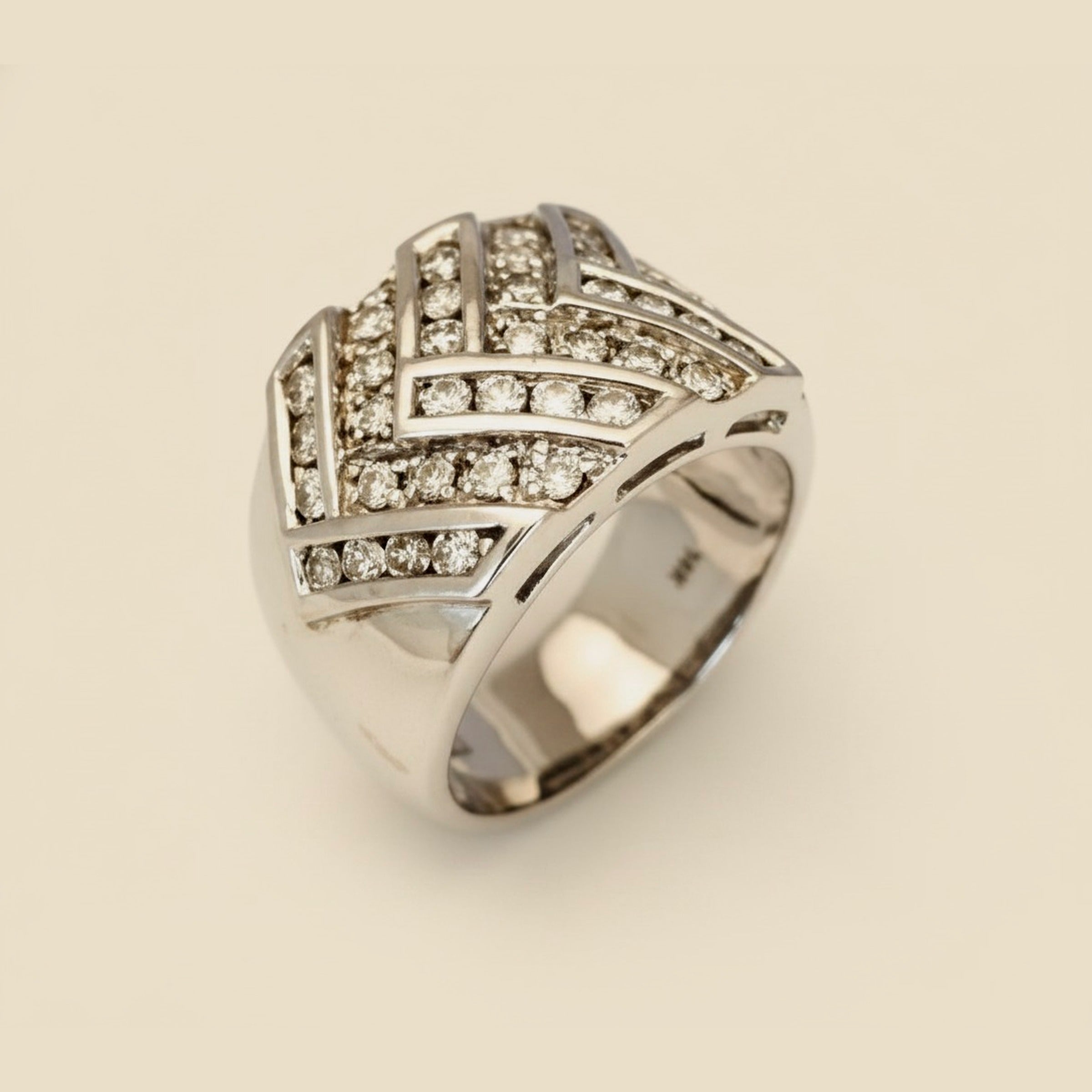 White Gold Diamond Chevron Ring – Empire Diamond
