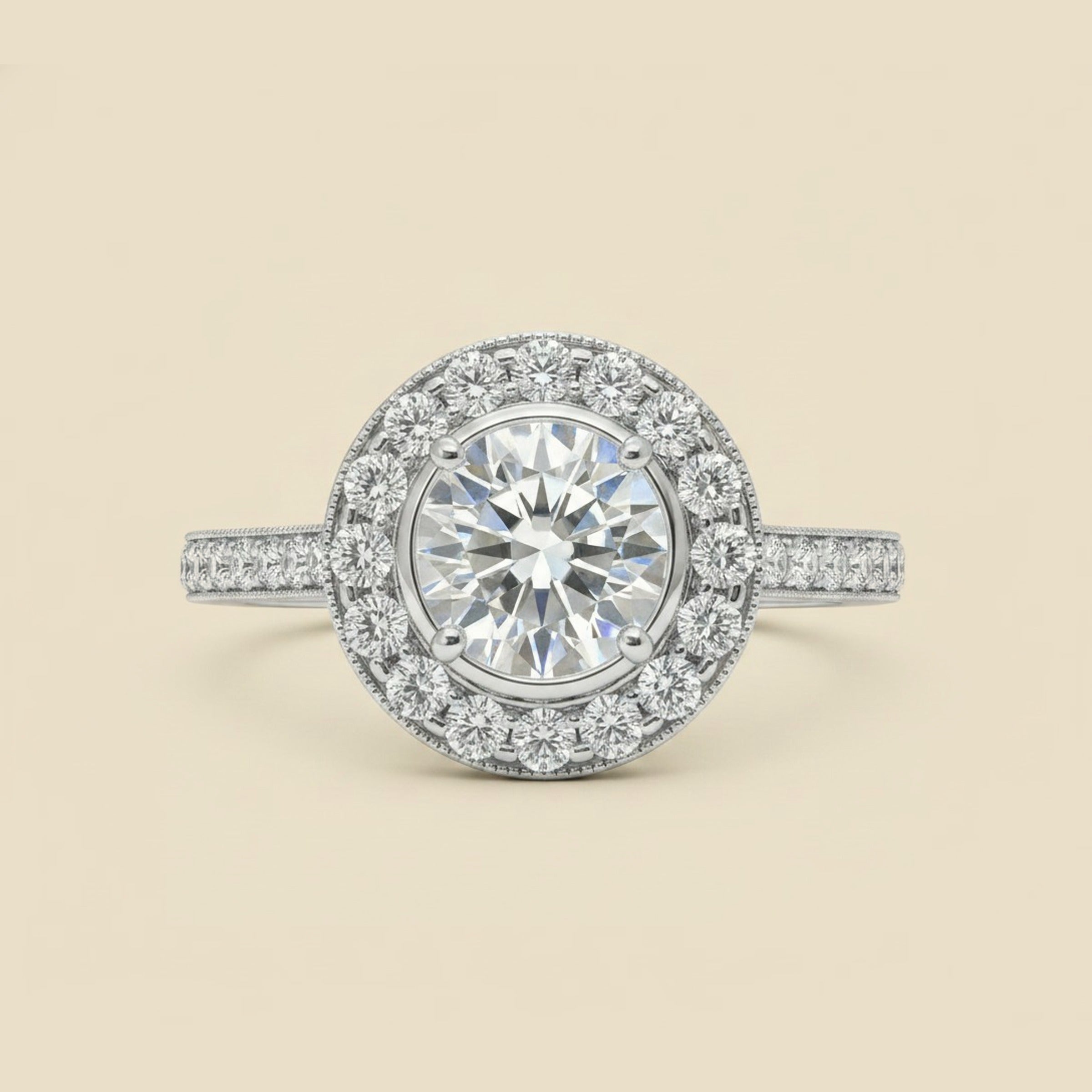 White Gold Diamond Engagement Ring Bezel Set 1.00cts.