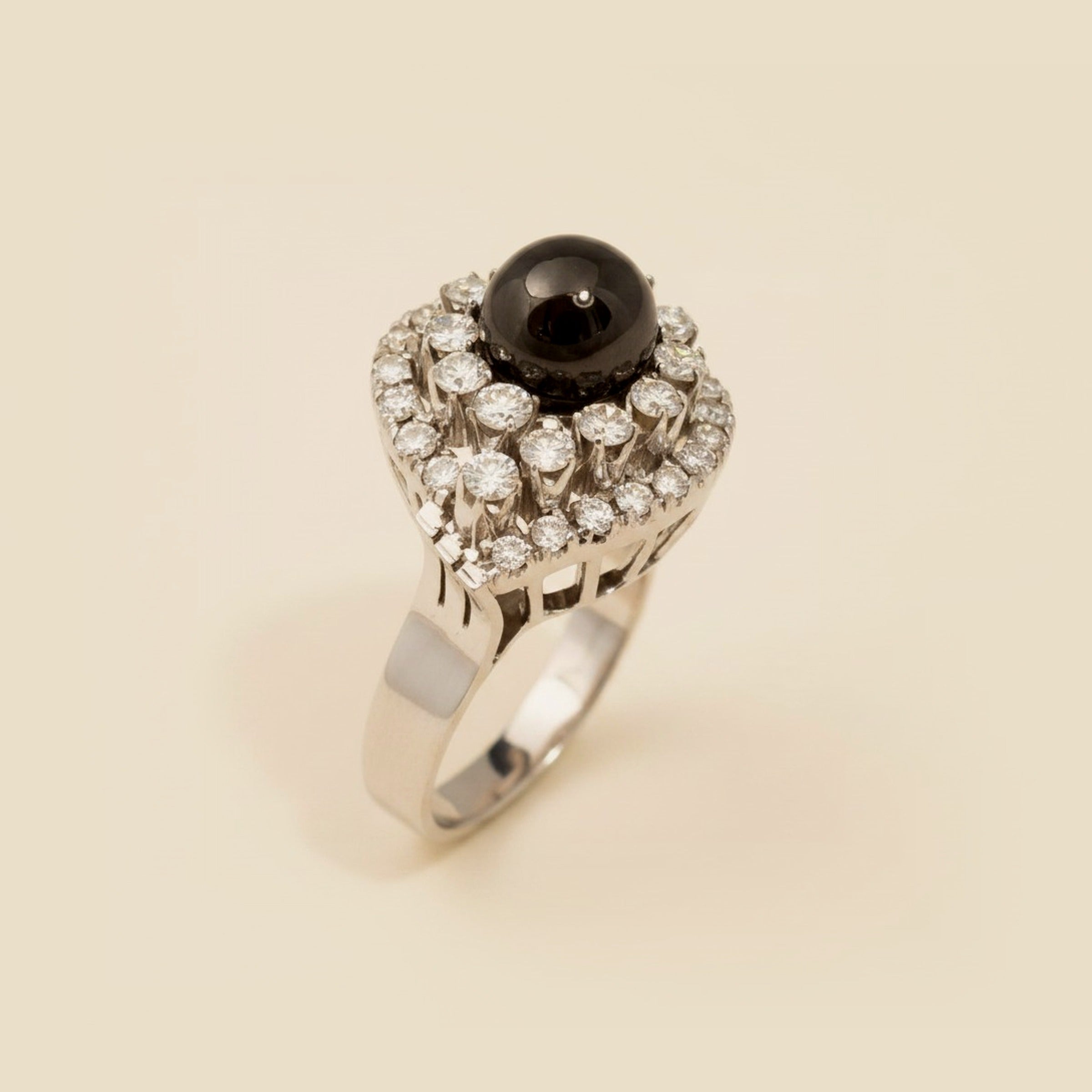 White Gold Hematite and Diamond Cocktail Ring – Empire Diamond