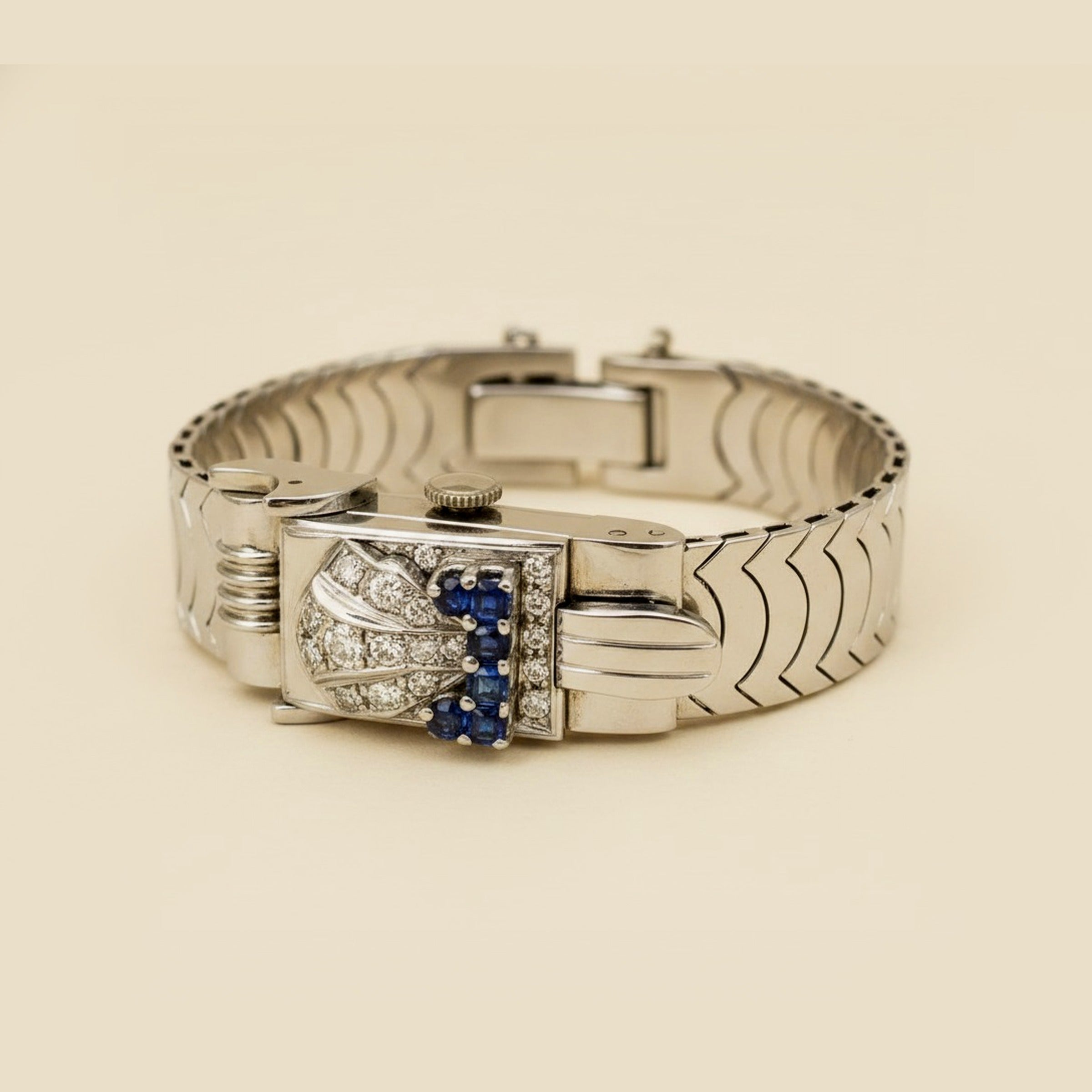 White Gold "Lucerne" Sapphire & Diamond Closed Cover Wrist Watch – Empire Diamond