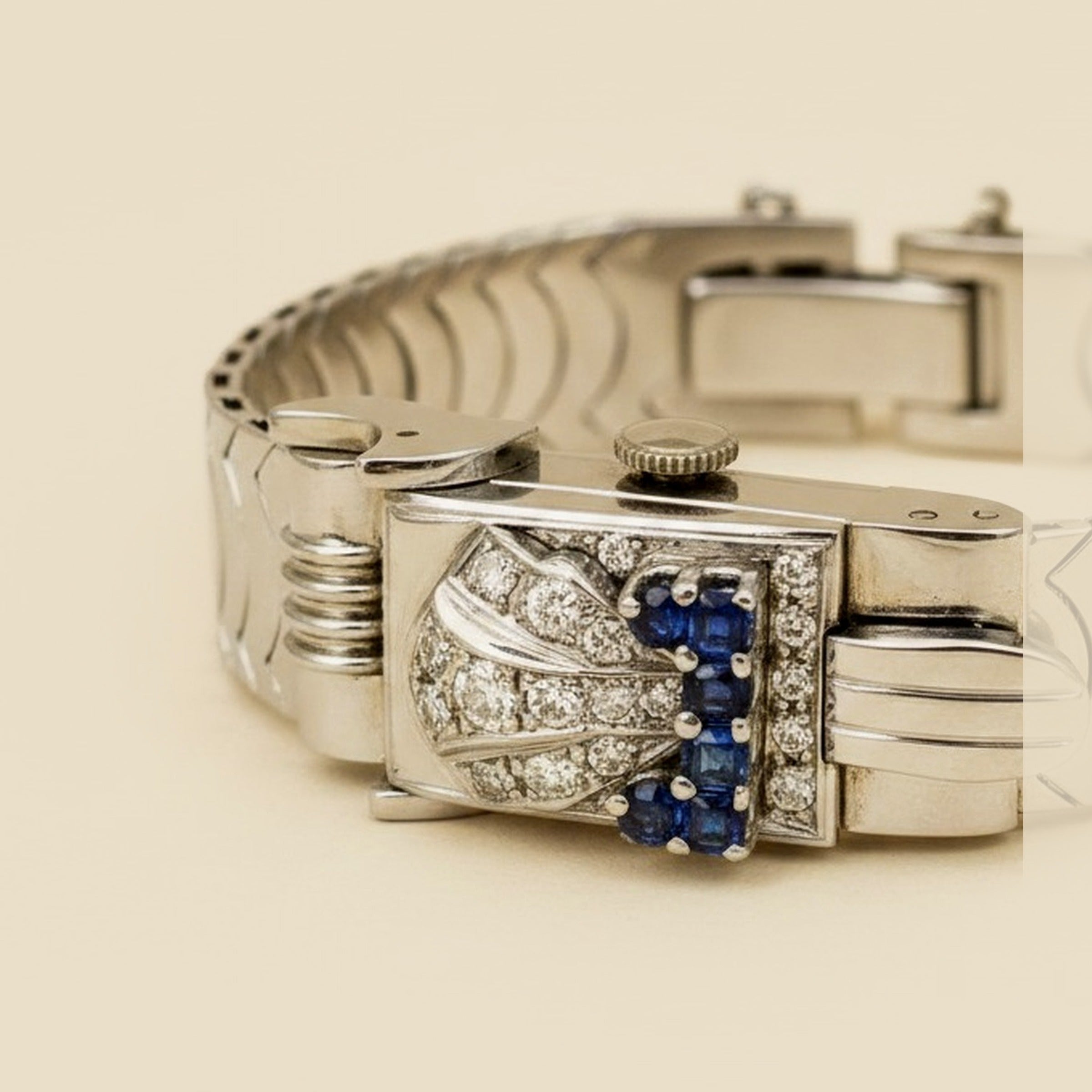 White Gold "Lucerne" Sapphire & Diamond Closed Cover Wrist Watch – Empire Diamond – view 2