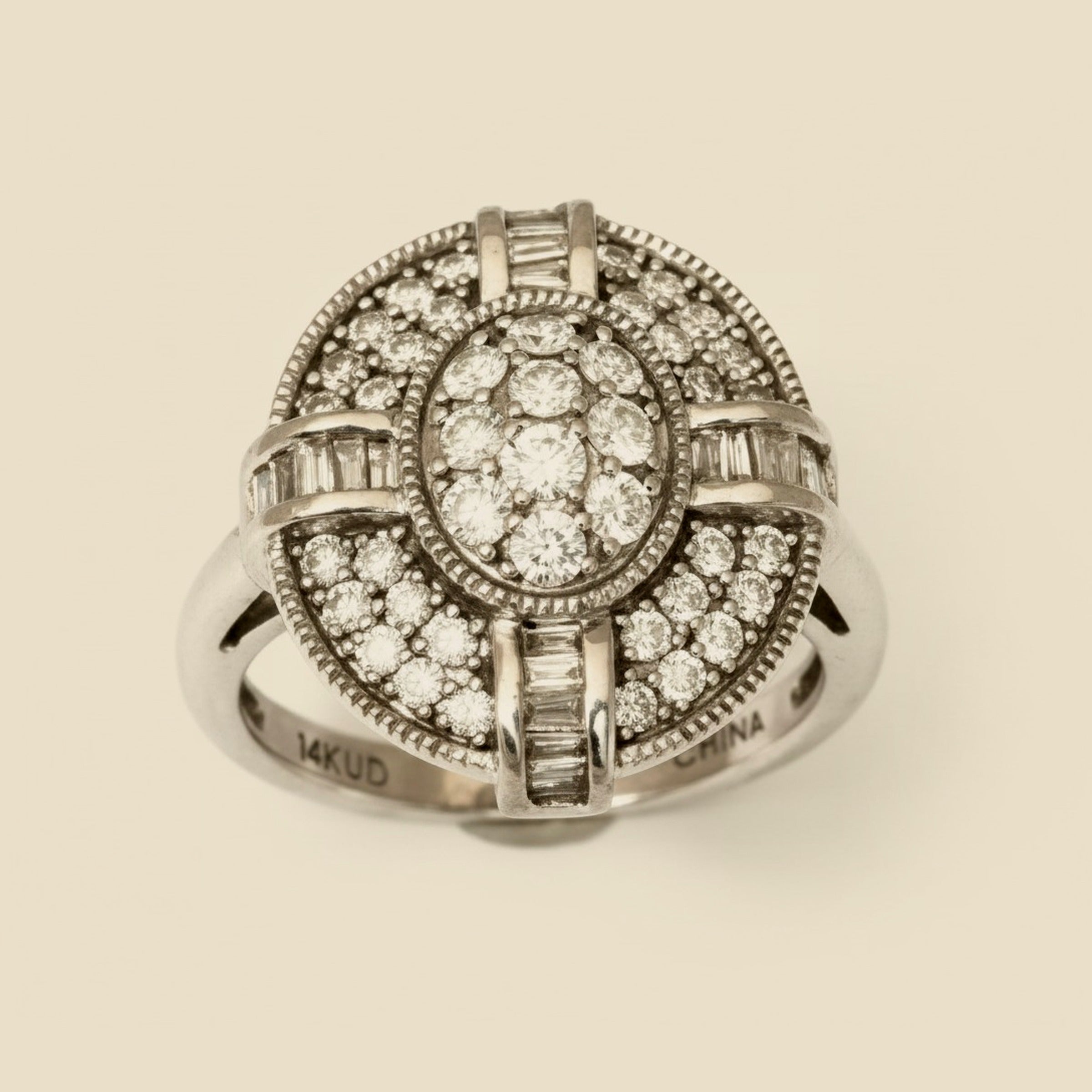 White Gold Oval Diamond Cluster Ring – Empire Diamond – view 2