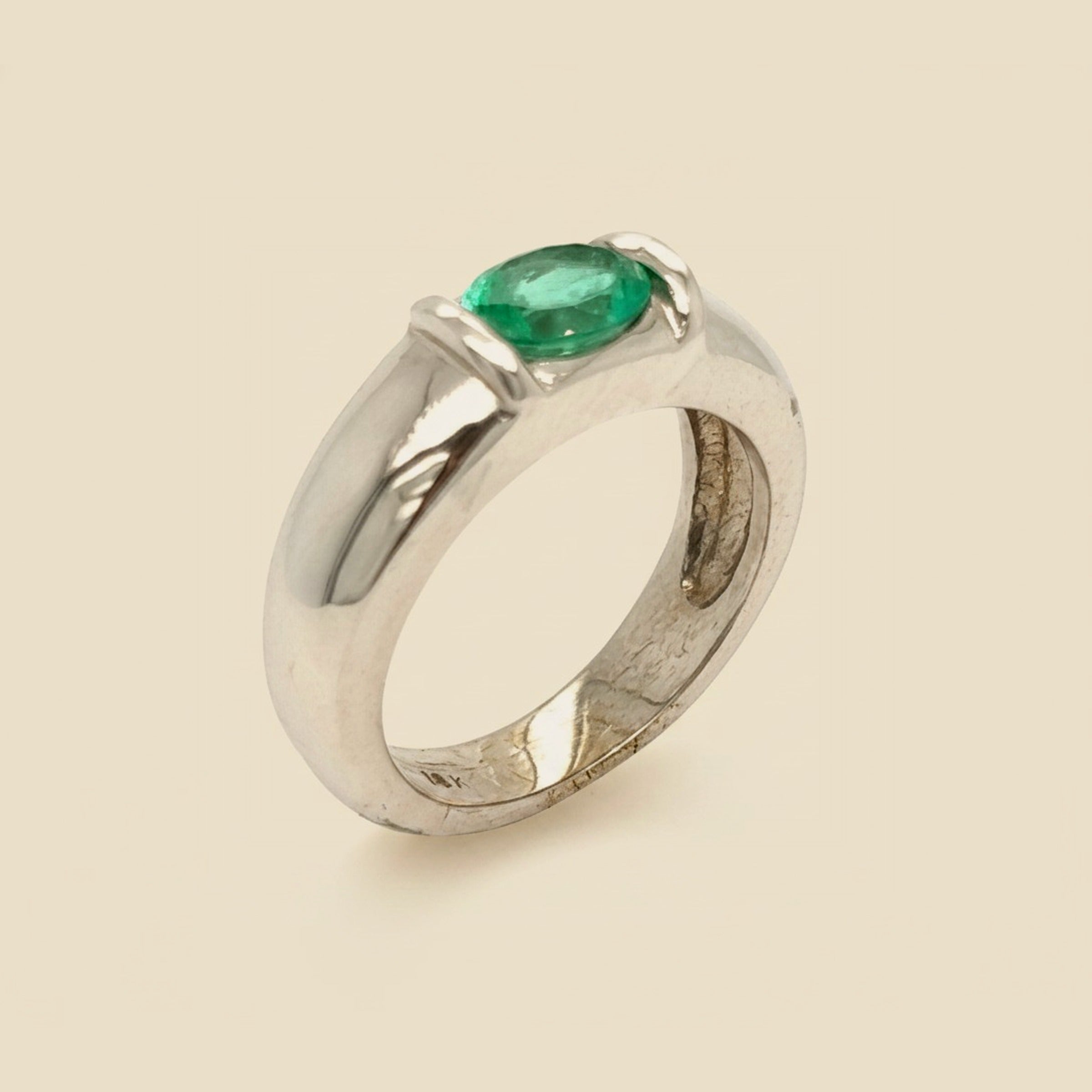 White Gold Oval Emerald Ring