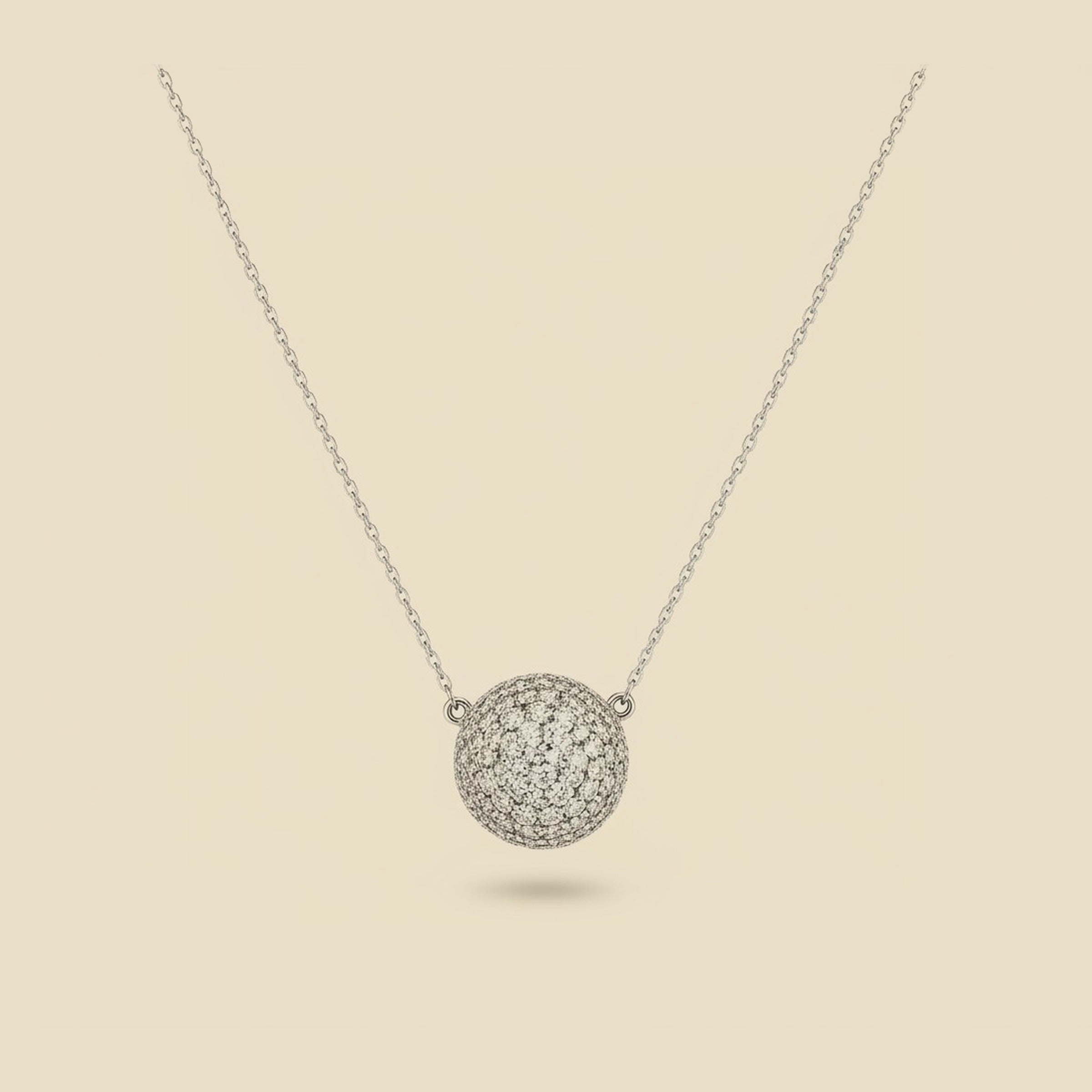 White Gold Pave Diamond Ball Pendant – Empire Diamond
