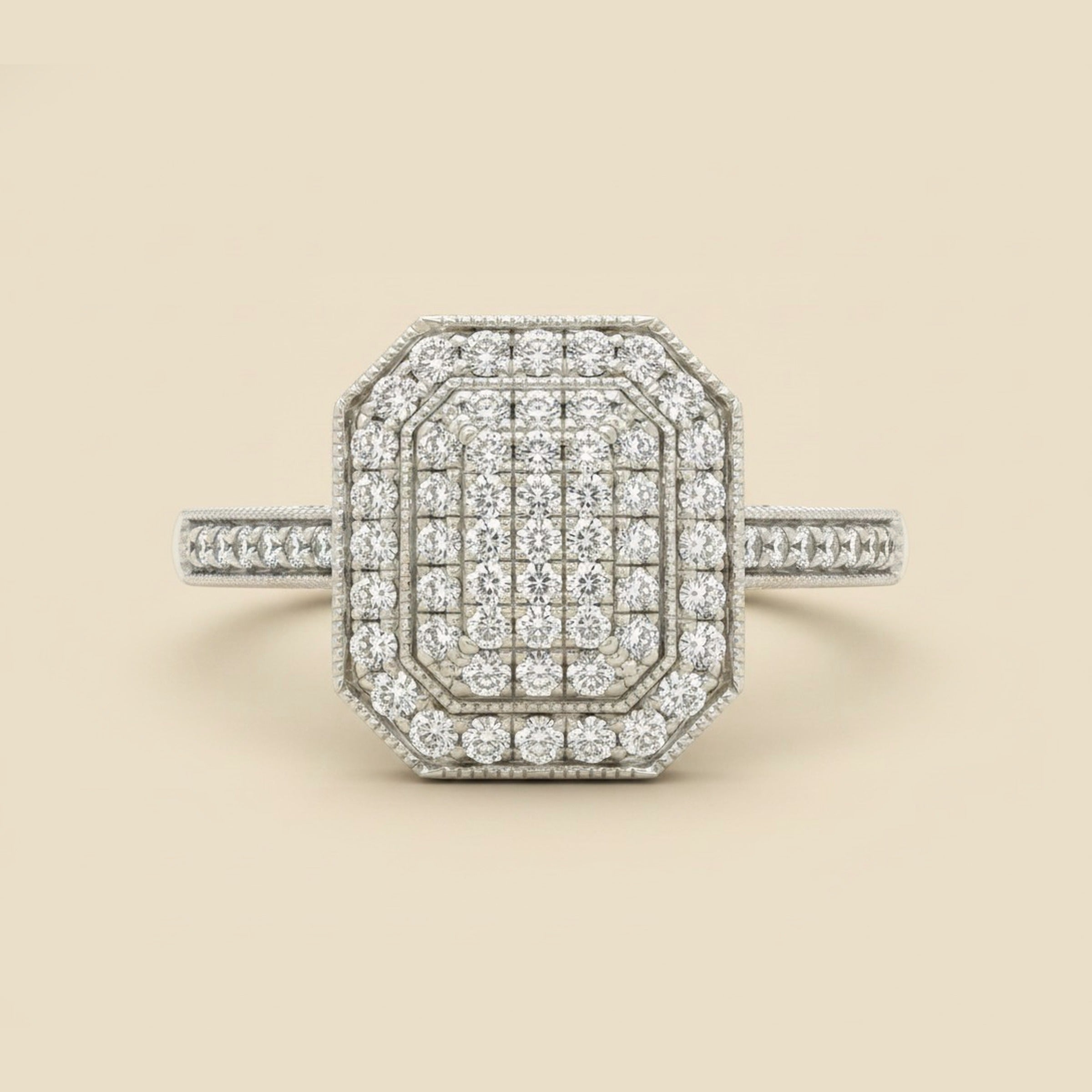 White Gold Pave Diamond Engagement Ring