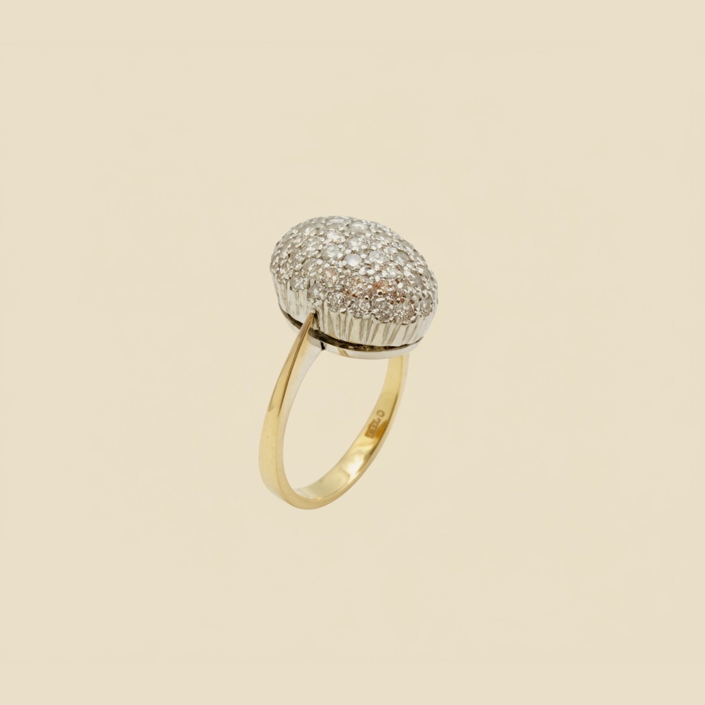 White Gold Pave Diamond Oval Dome Ring – Empire Diamond – view 2