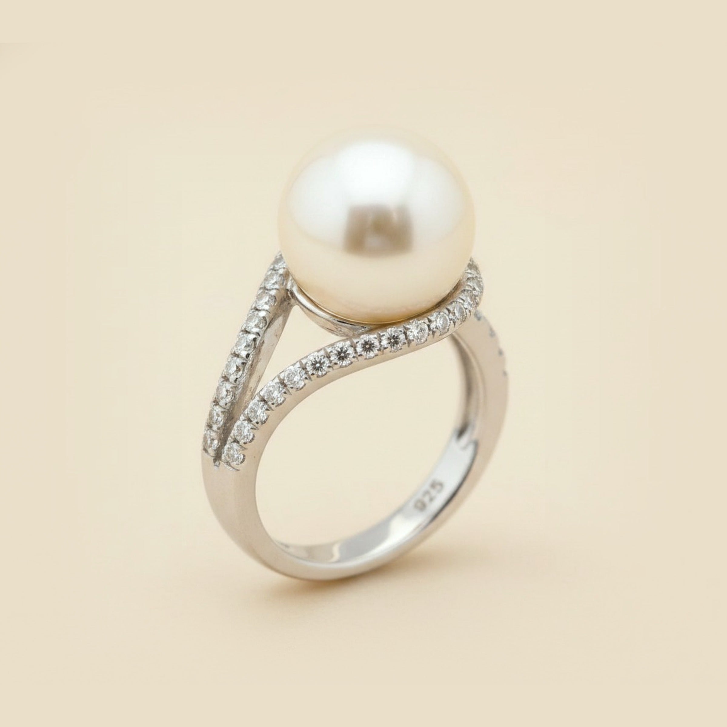White Gold Pearl and Diamond Cocktail Ring