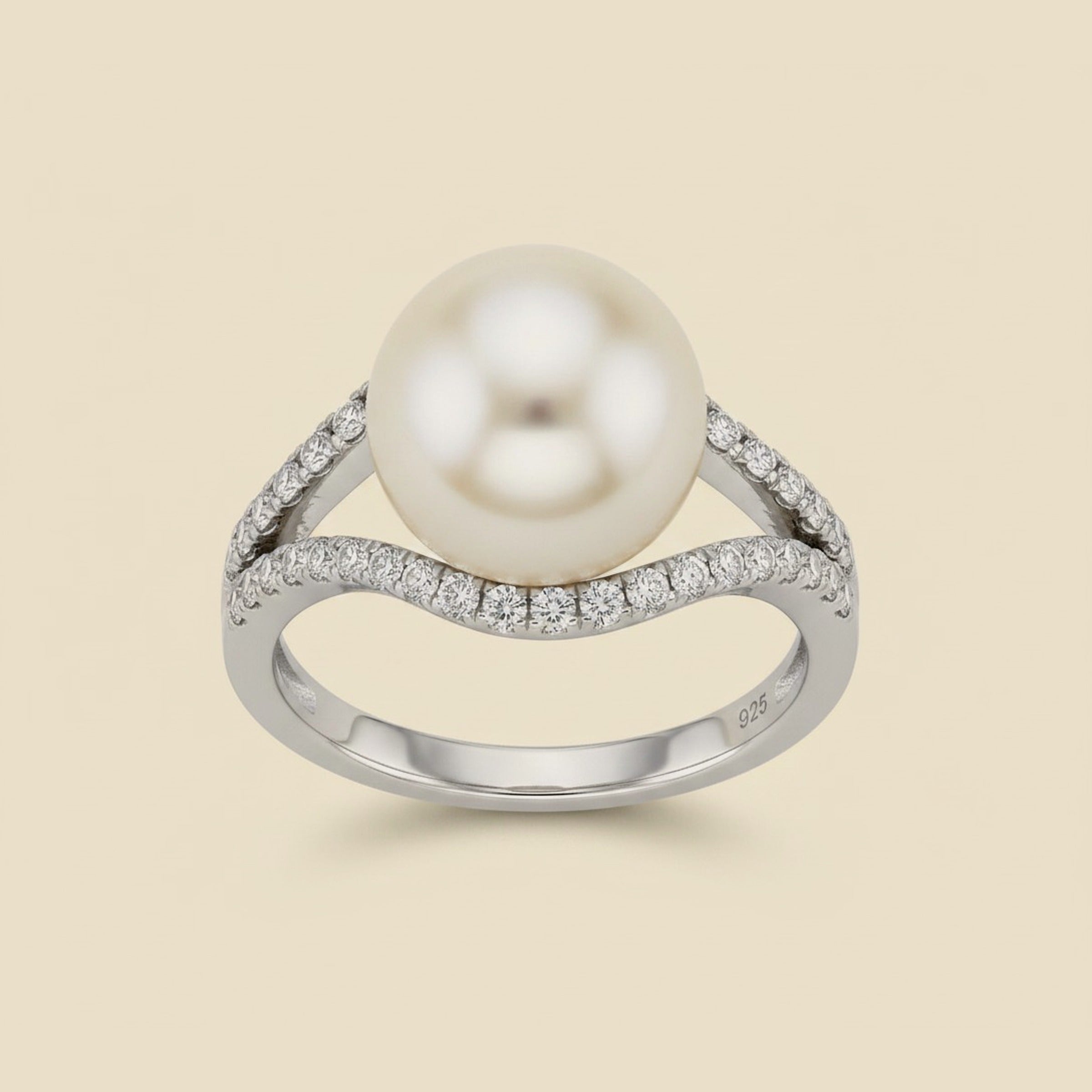 White Gold Pearl and Diamond Cocktail Ring